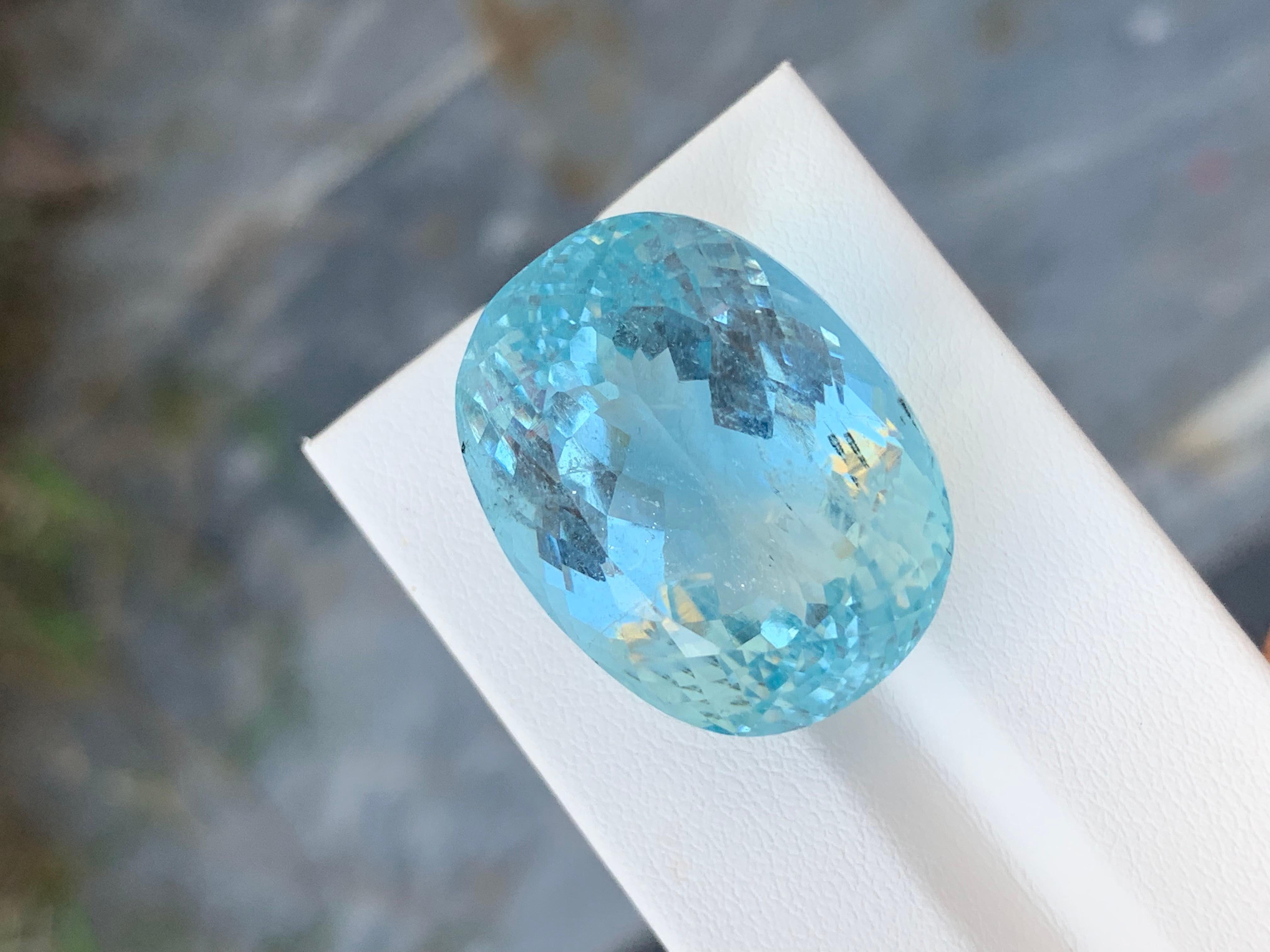 Loose Aquamarine
Weight: 63.70 Carat
Dimension: 26 x 20 x 18 Mm
Colour : Pale Blue
Origin: Madagascar, Africa
Treatment: Non
Certificate : On Demand
Shape: Oval

Aquamarine is a captivating gemstone known for its enchanting blue-green hues