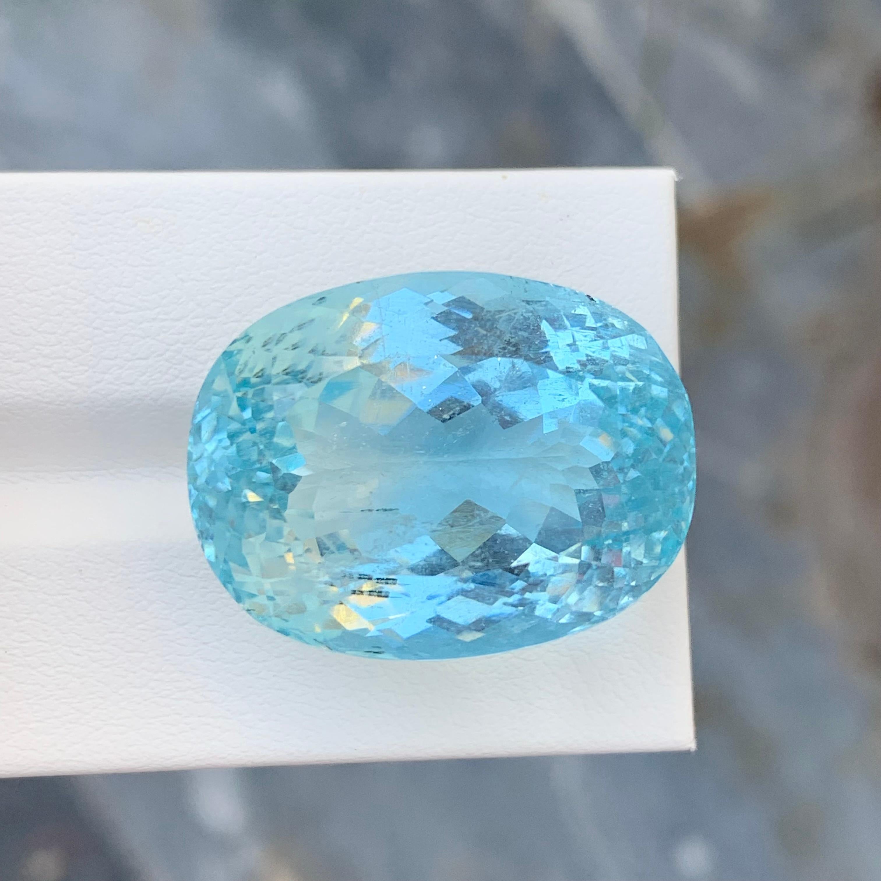 Arts and Crafts 63.70 Carat Huge Natural Loose Seafoam Blue Aquamarine Gemstone March Birthstone For Sale