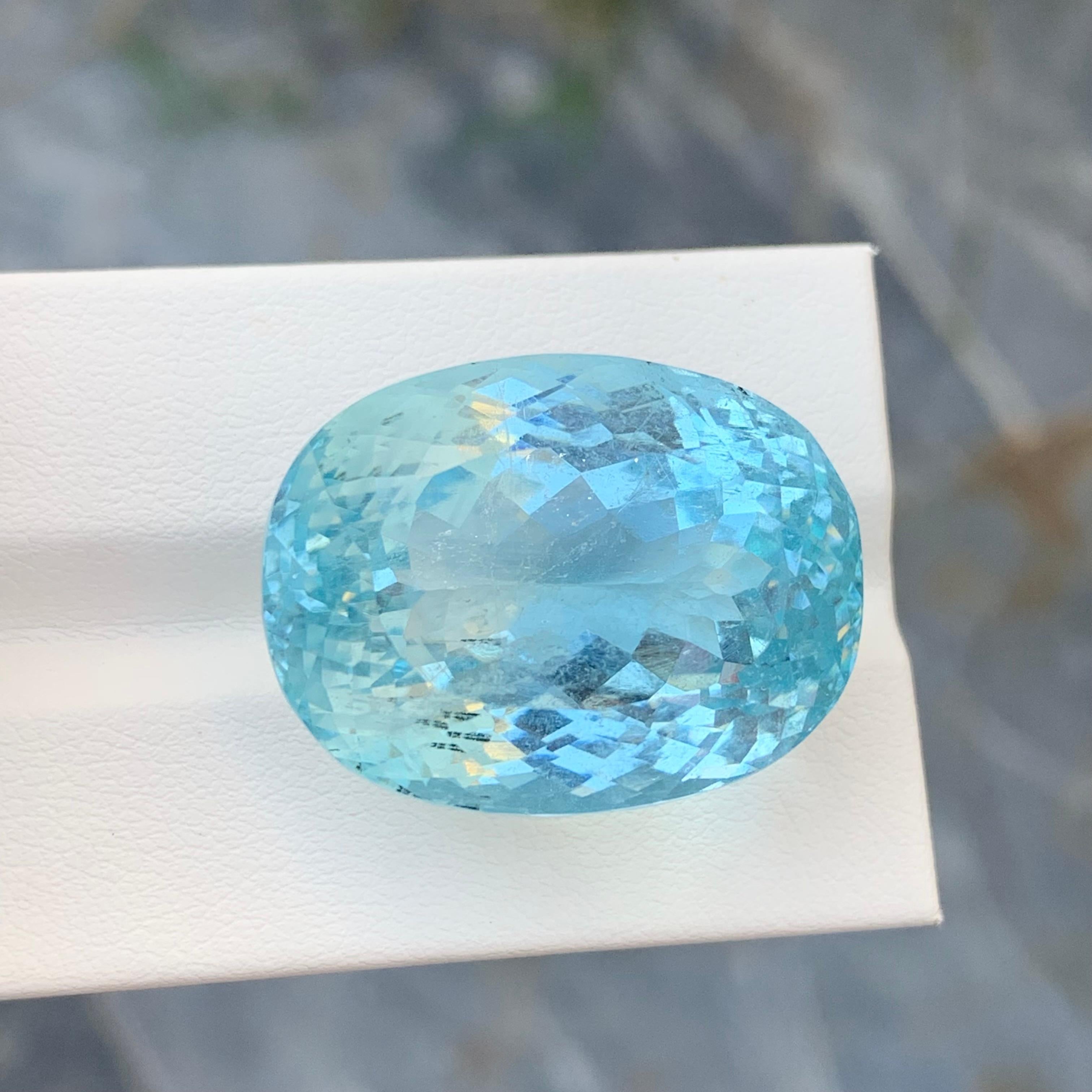 Arts and Crafts 63.70 Carat Huge Natural Loose Seafoam Blue Aquamarine Gemstone March Birthstone For Sale