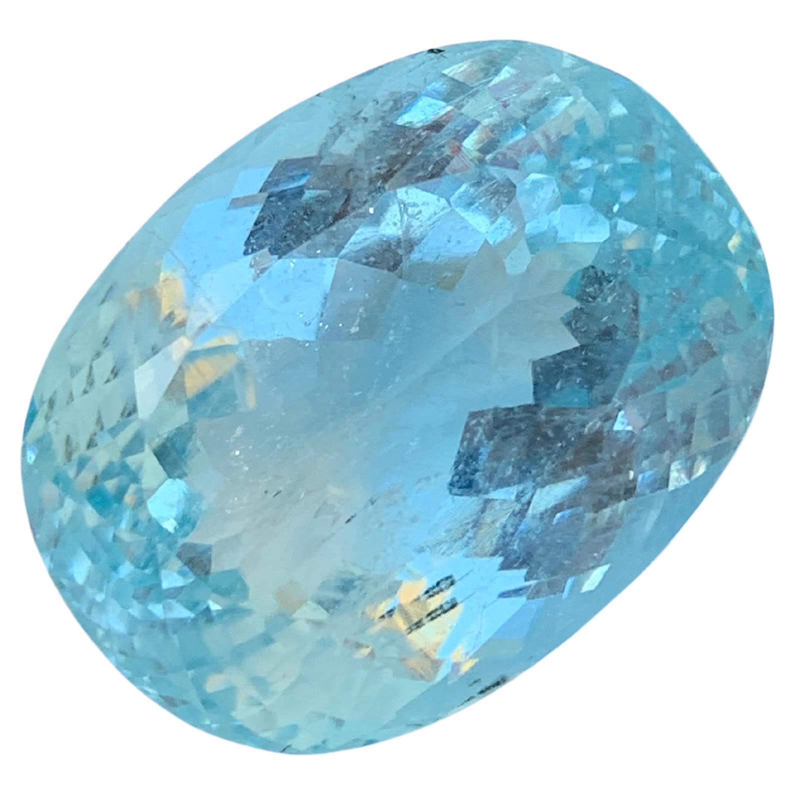 63.70 Carat Huge Natural Loose Seafoam Blue Aquamarine Gemstone March Birthstone For Sale