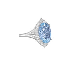Sunita Nahata Aquamarine 6.07ct. Fancy Ring in 18KWG with Diamond.