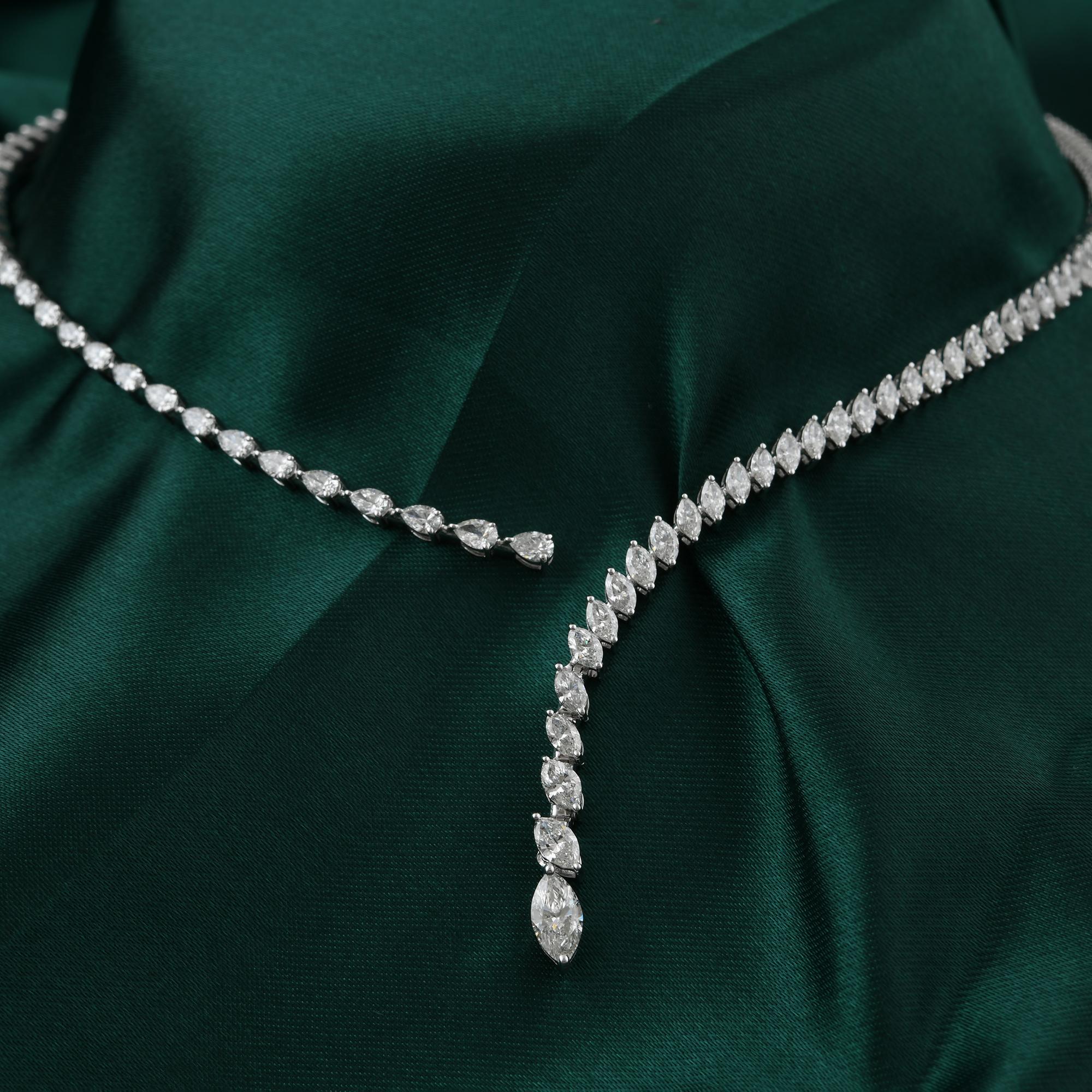 Donna Collana girocollo con diamanti a pera e marquise da 6,07 carati in oro bianco 14 carati in vendita