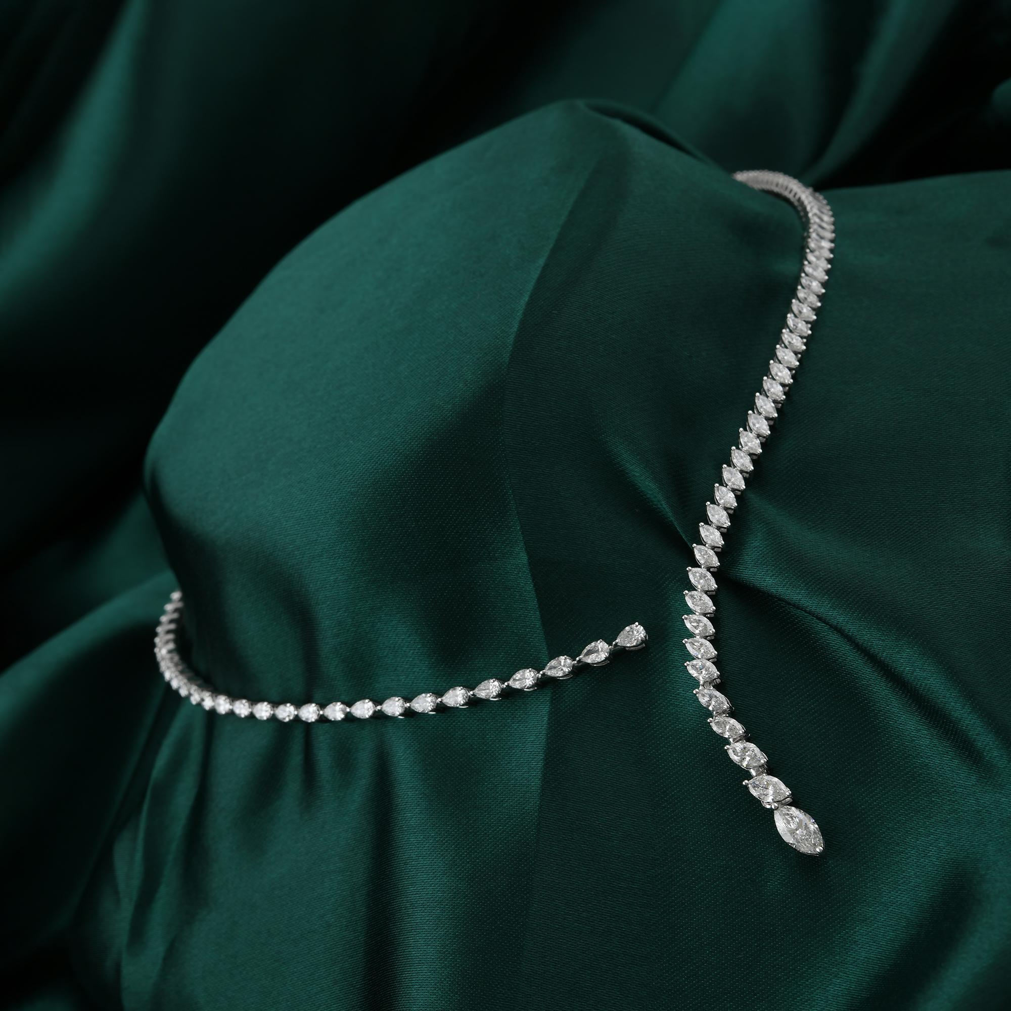 Collana girocollo con diamanti a pera e marquise da 6,07 carati in oro bianco 18 carati In condizioni Nuovo in vendita a Diera, Dubai