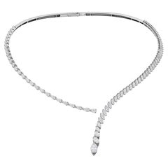 6.07Ct Pear and Marquise Diamond Collar Choker Necklace 18 Karat White Gold
