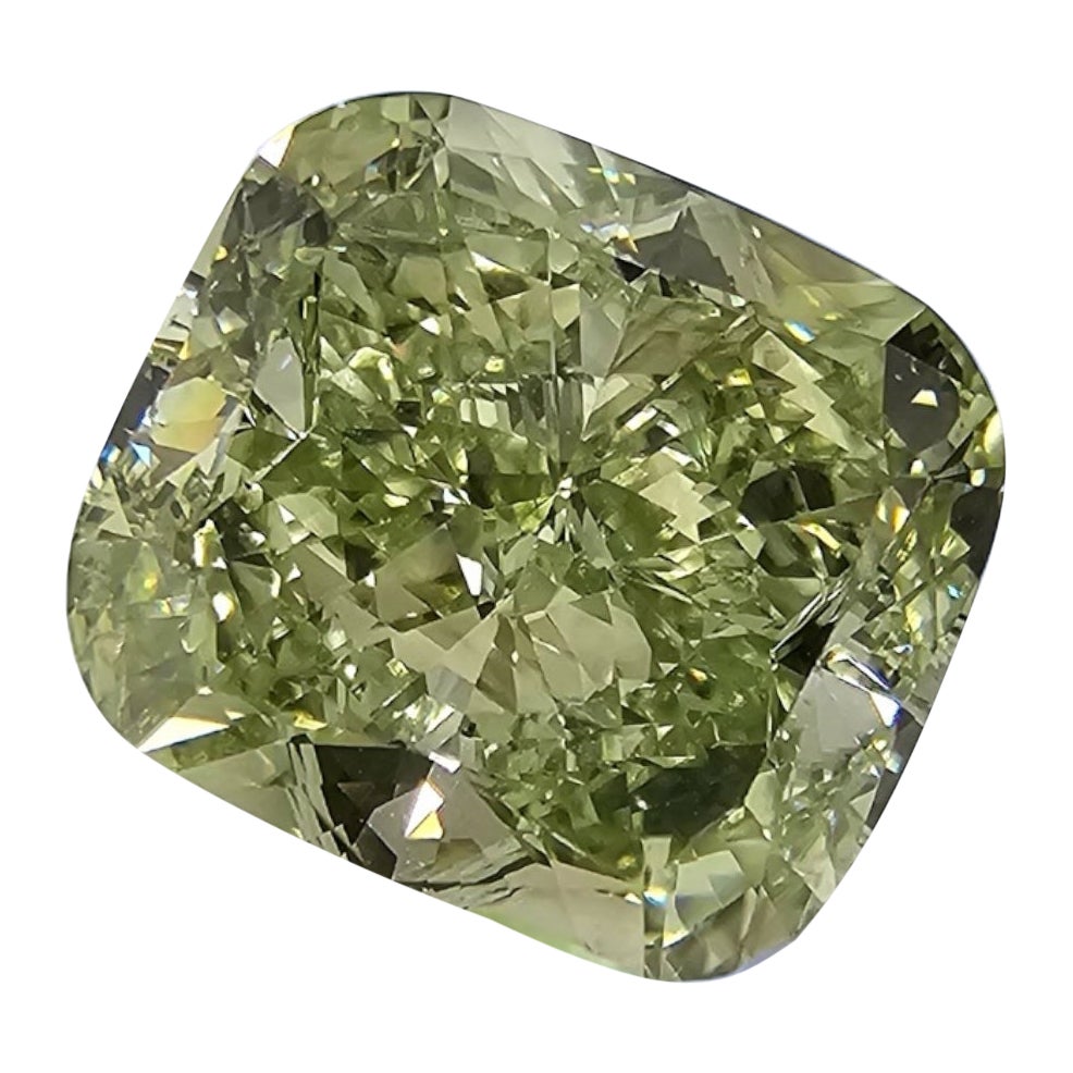 6,08 carati GIA Fancy Yellow-Green Cushion Cut Diamond (Diamante con taglio a cuscino) in vendita