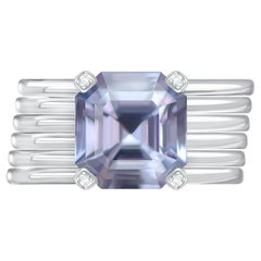 6,08 Carat Natural Sapphire Diamonds 18 Karat White Gold Ring "Kinetics" by D&A