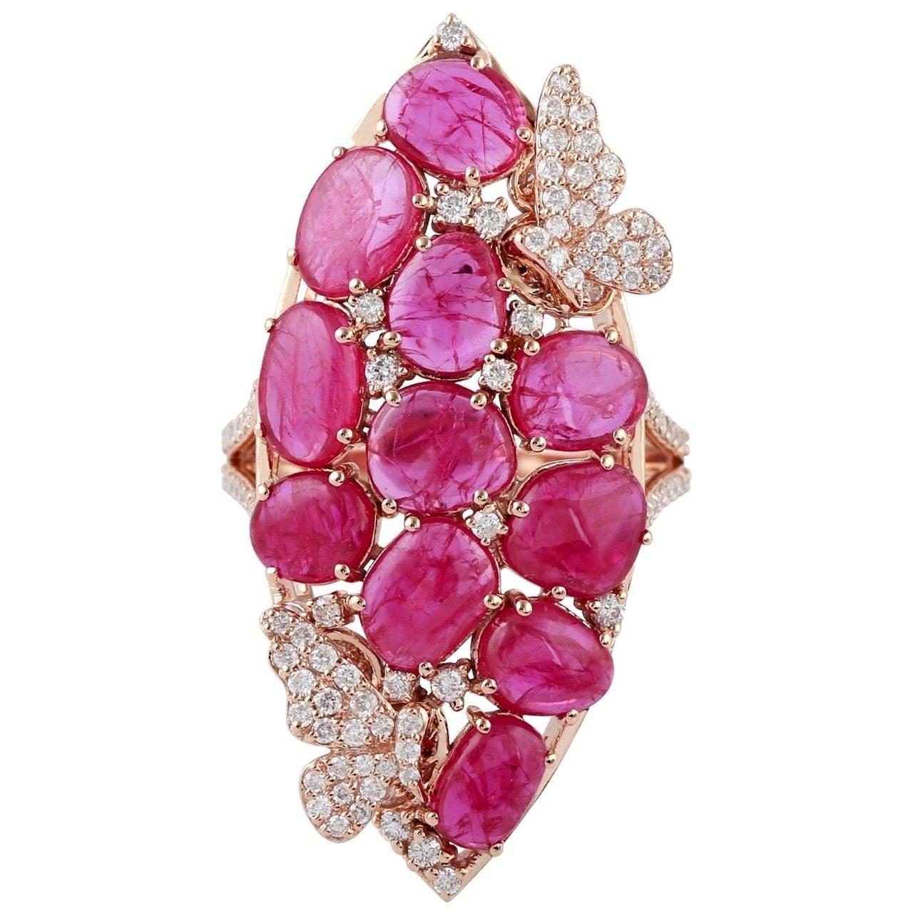 For Sale:  6.08 Carat Ruby Diamond 18 Karat Gold Ring