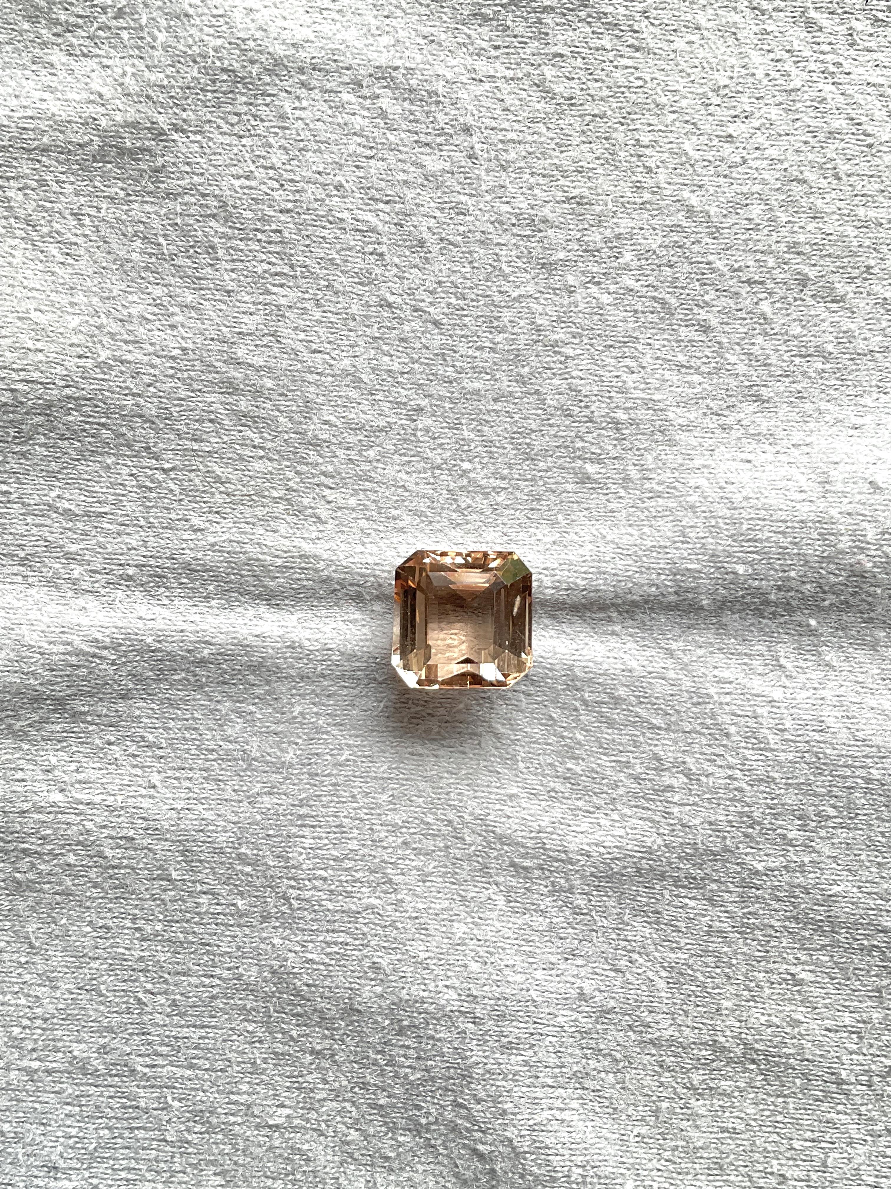 Art Deco 6.08 Carats Peach Tourmaline octagon Faceted Fine Jewelry cut stone Natural Gem For Sale