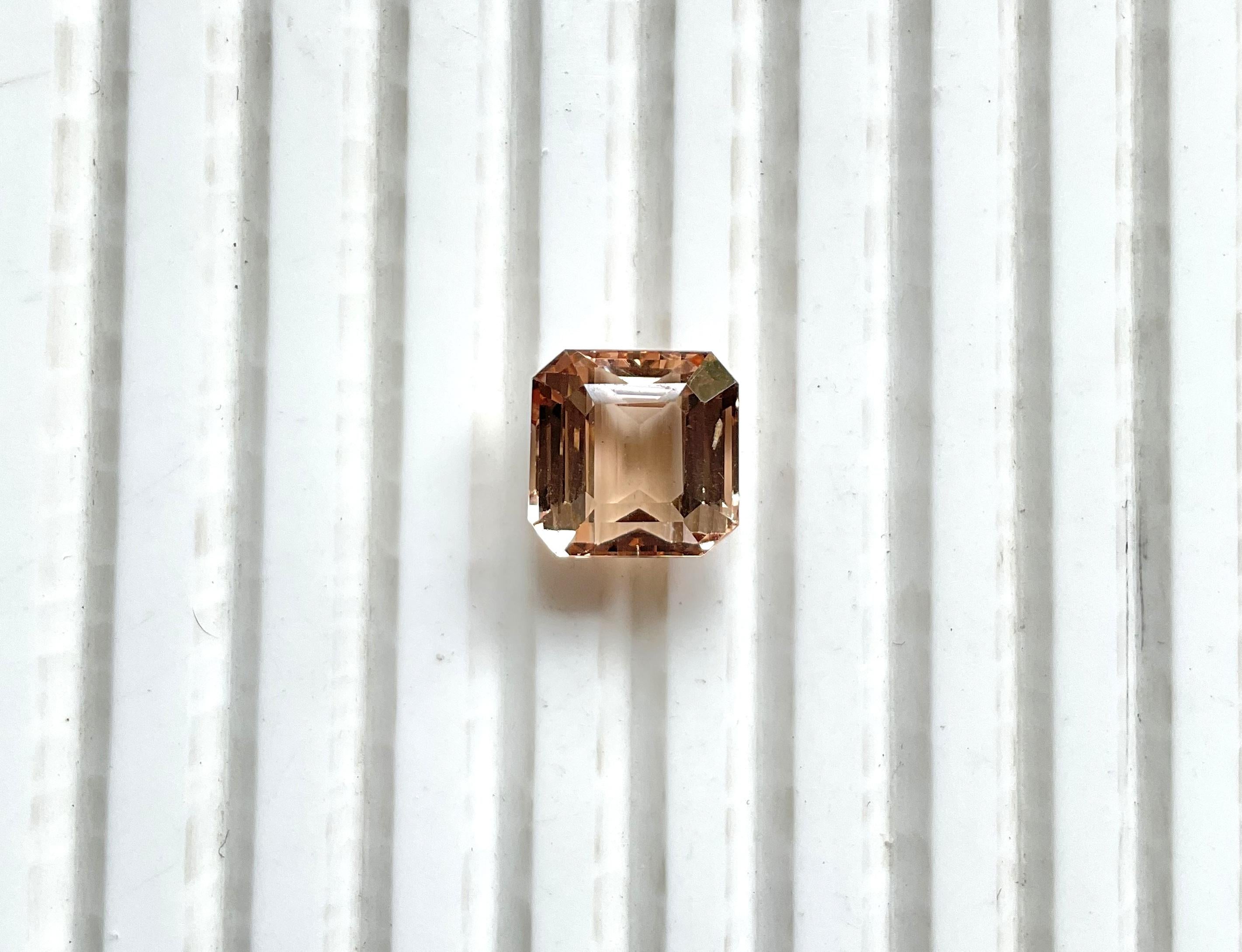 6.08 Carats Peach Tourmaline octagon Faceted Fine Jewelry cut stone Natural Gem In Good Condition For Sale In Jaipur, RJ