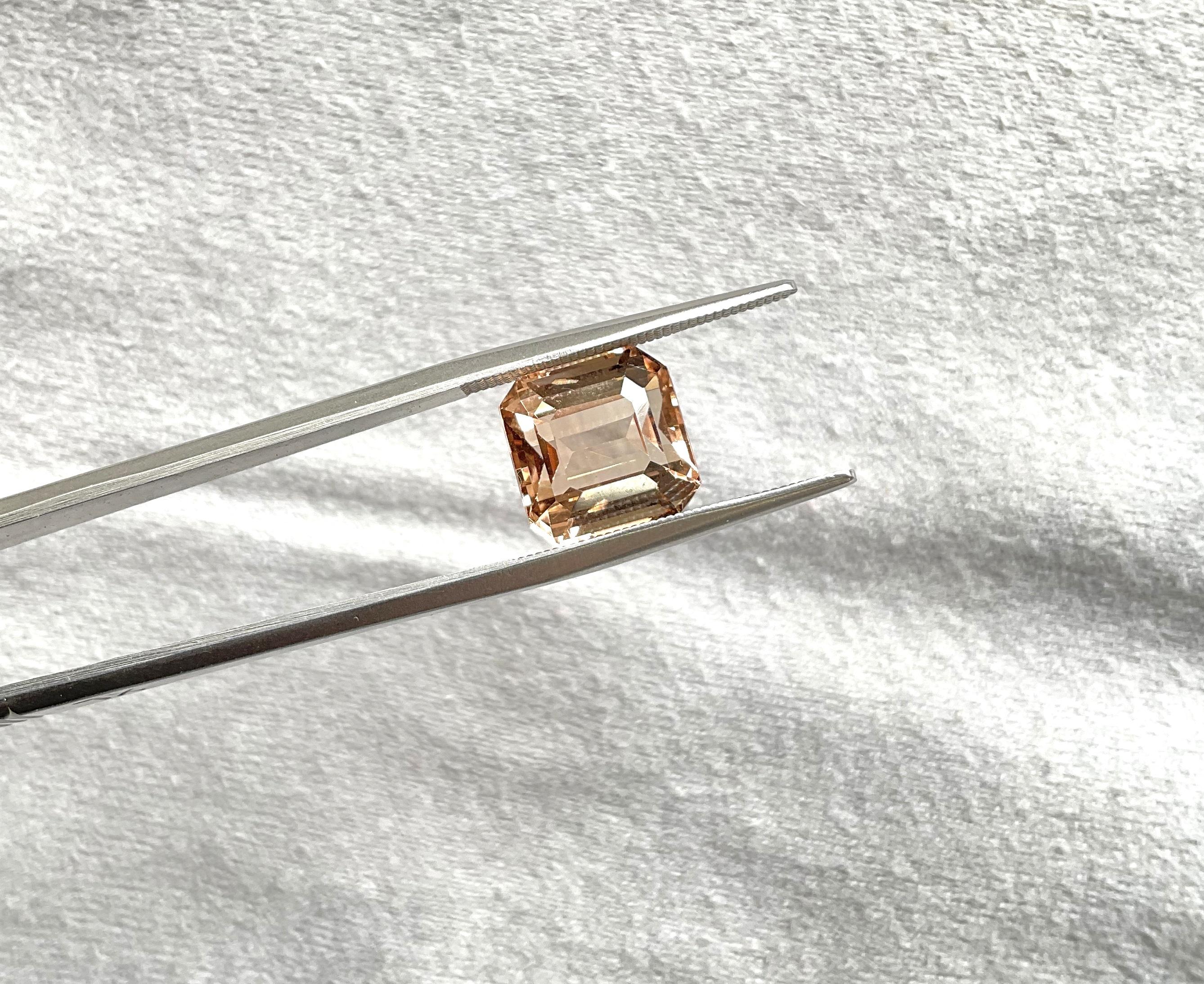 6.08 Carats Peach Tourmaline octagon Faceted Fine Jewelry cut stone Natural Gem For Sale 1