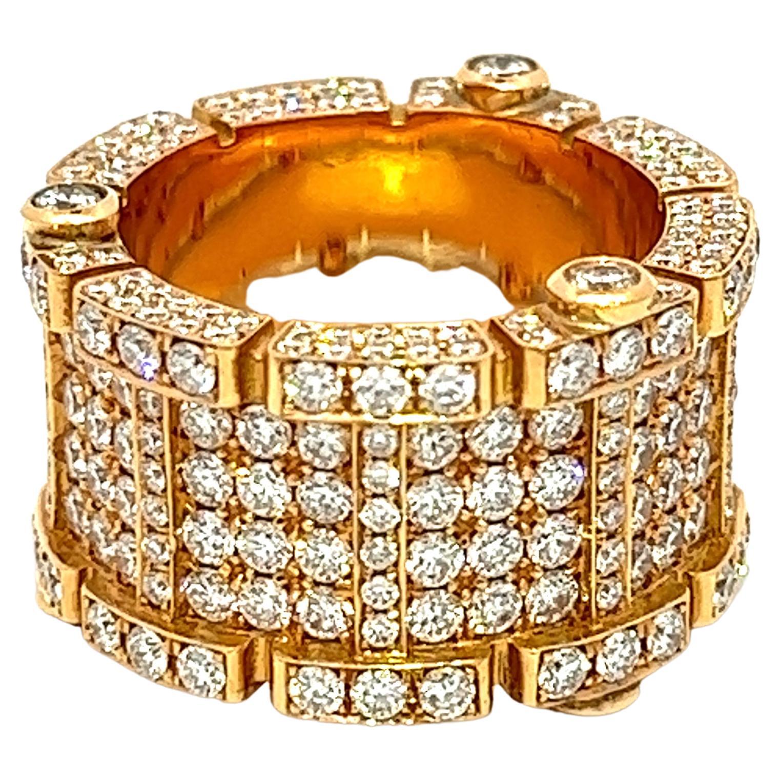 6.08  CT Runde Diamanten 18KR Gold Fassung Ring Band im Angebot