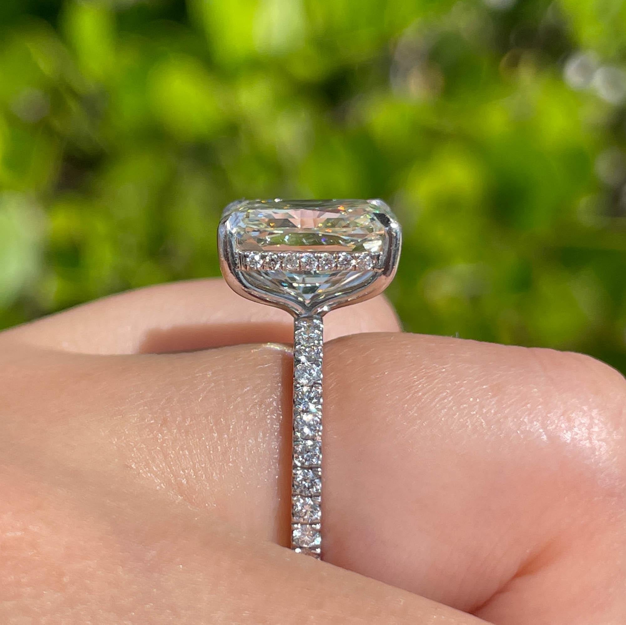 6.08 Carat Radiant Cut Diamond 18k White Gold Solitaire Engagement Wedding Ring 6