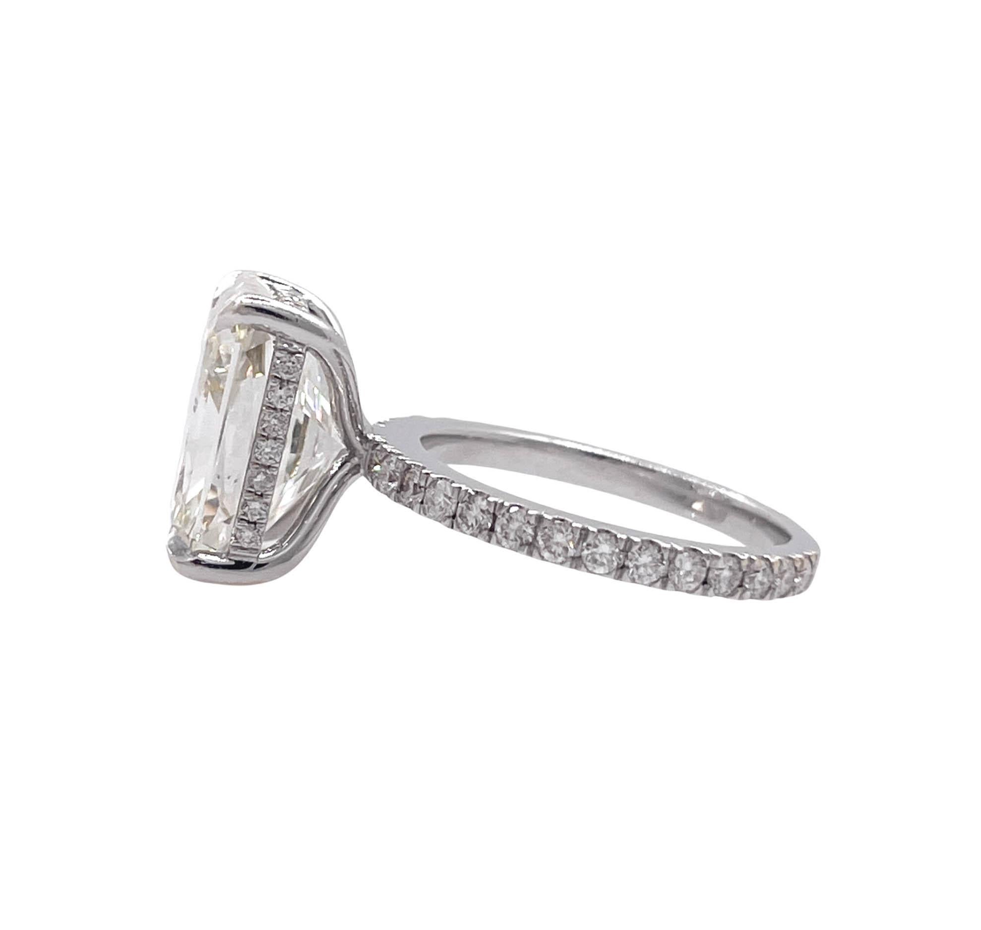 6.08 Carat Radiant Cut Diamond 18k White Gold Solitaire Engagement Wedding Ring 1
