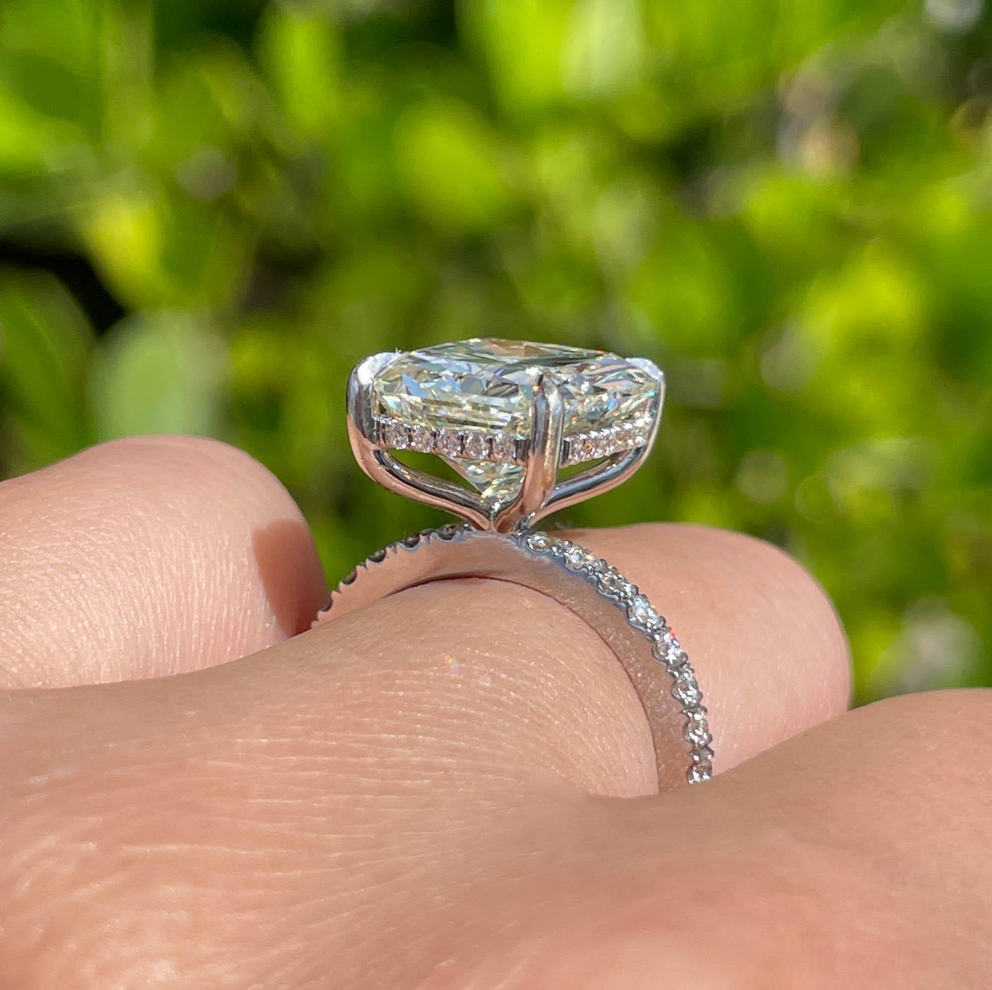 6.08 Carat Radiant Cut Diamond 18k White Gold Solitaire Engagement Wedding Ring 5