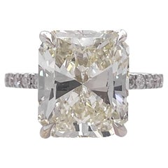 6.08 Carat Radiant Cut Diamond 18k White Gold Solitaire Engagement Wedding Ring