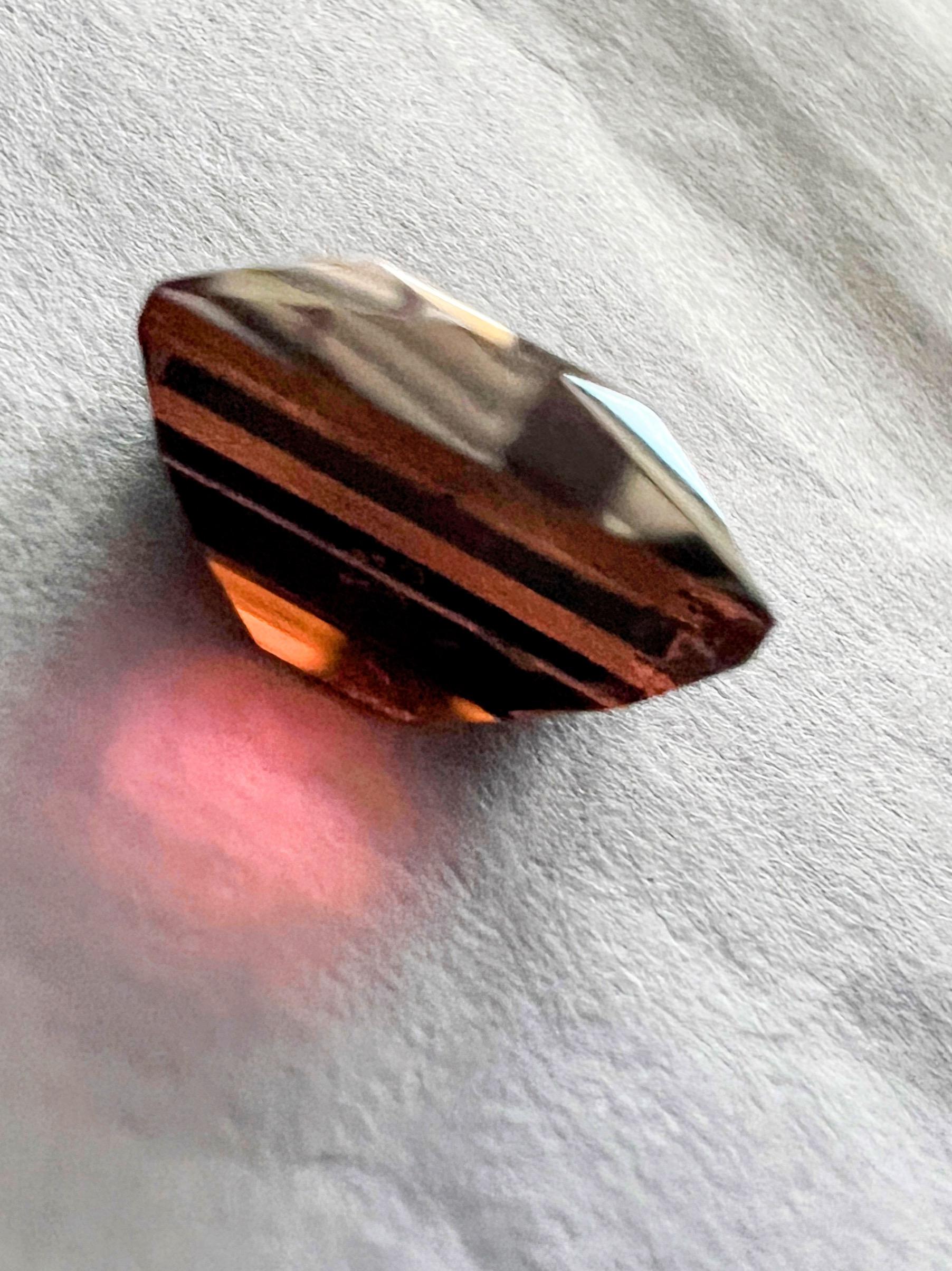 6.08ct Square Cut Brownish Pink Tourmaline Gemstone In New Condition For Sale In Sheridan, WY