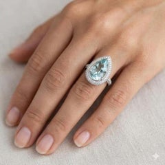 6.08ct Vivid Neon Blue-Green Natural Paraiba Tourmaline RING 18K Gold