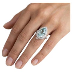 6.08ct Vivid Neon Blue-Green Natural Paraiba Tourmaline RING 18K Gold
