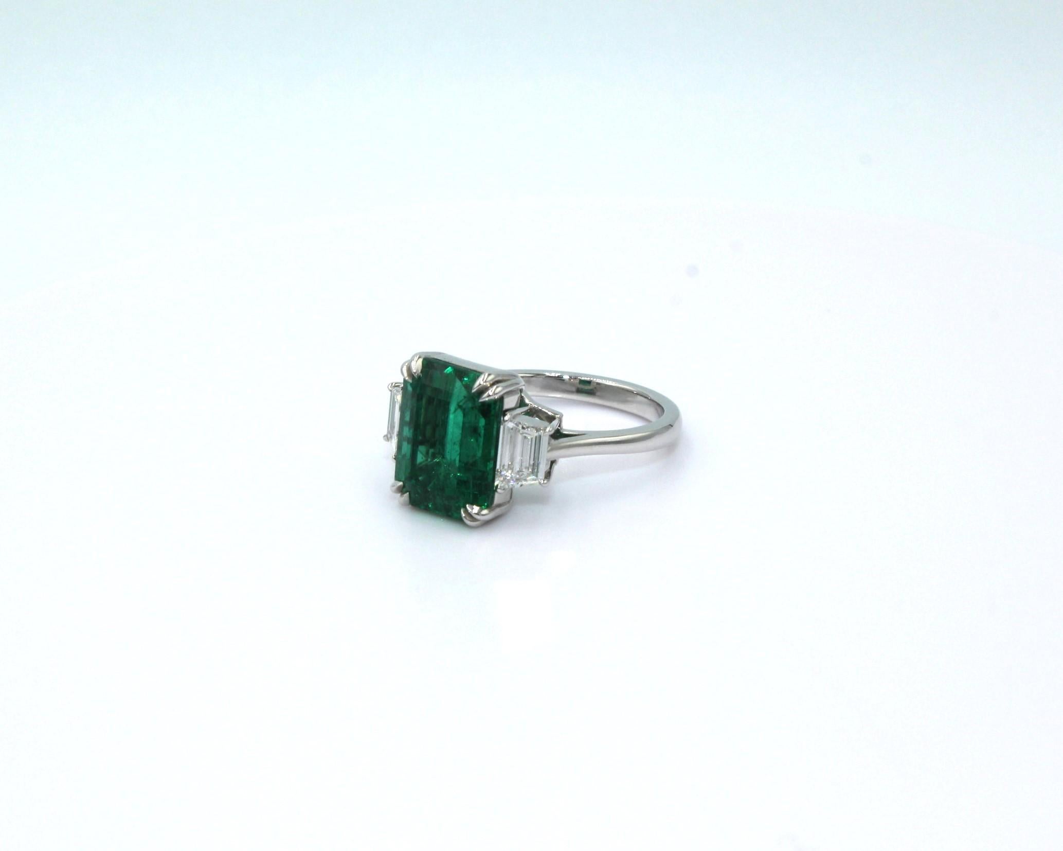 6.09 Carat Emerald & Diamond Ring For Sale 1