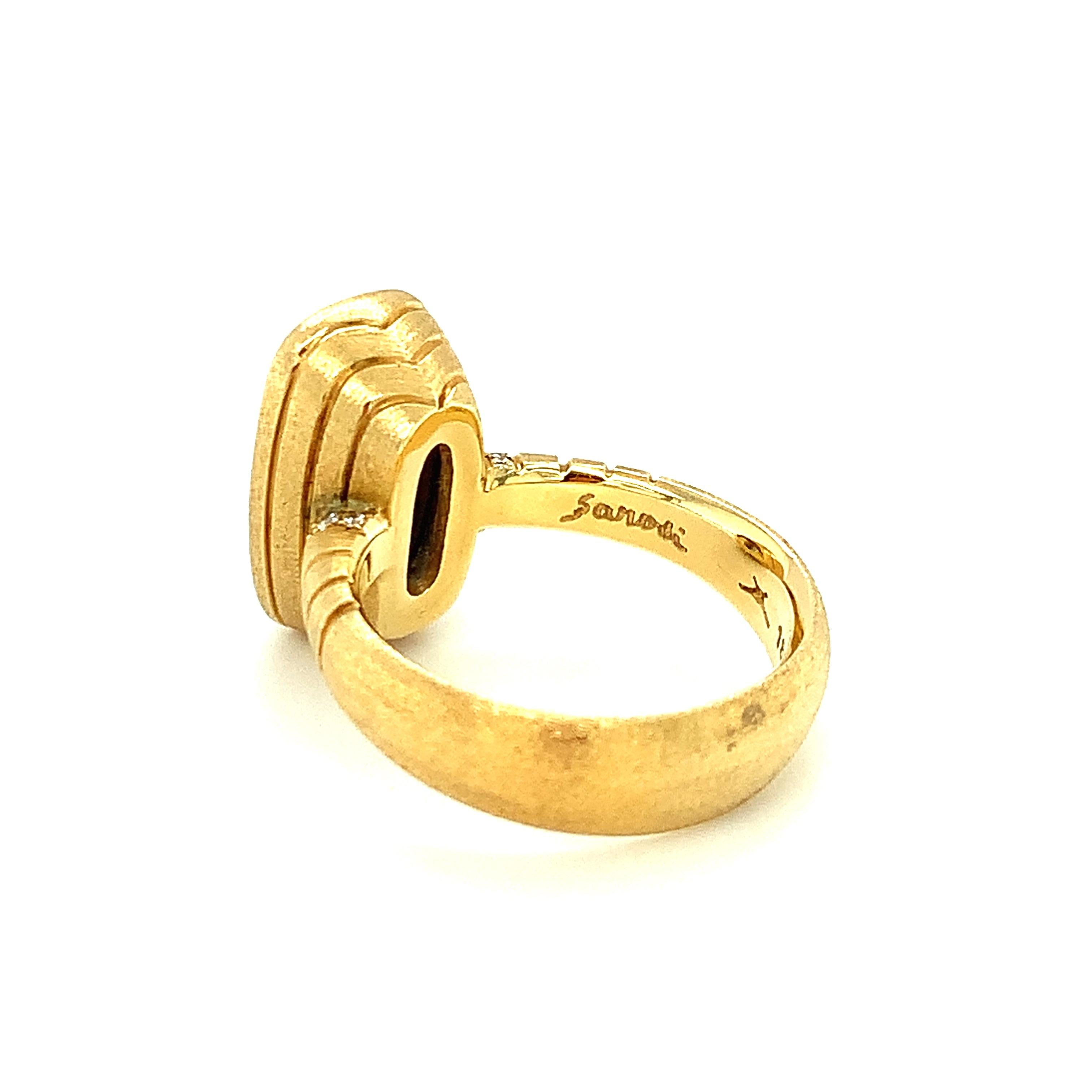 Tansanit und Diamant Handgefertigter Ring aus 18 Karat Gelbgold mit Lünette, 6,09 Karat  im Angebot 2