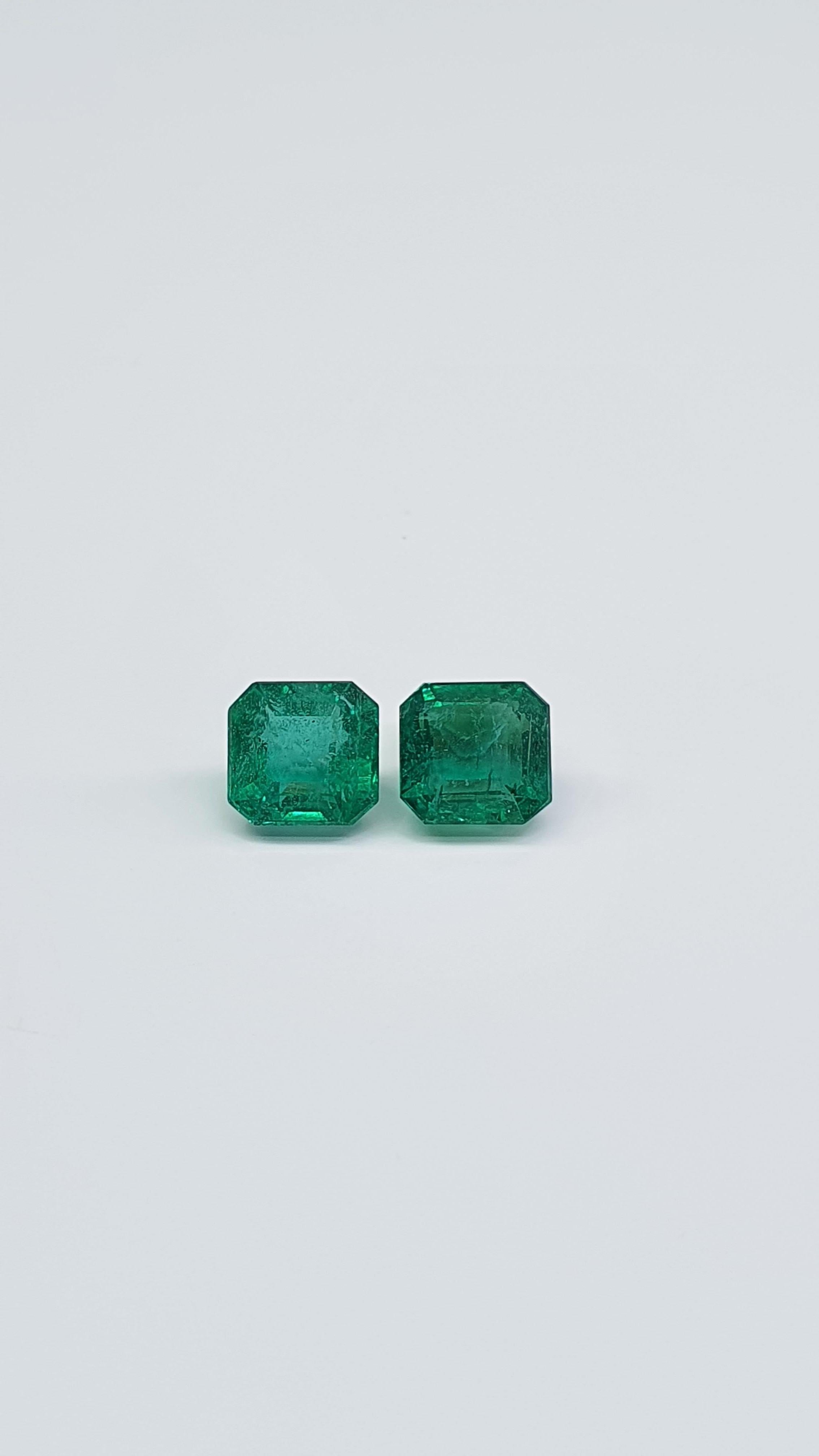 Women's or Men's 6.09 Carat Emerald Pair, Zambia For Sale