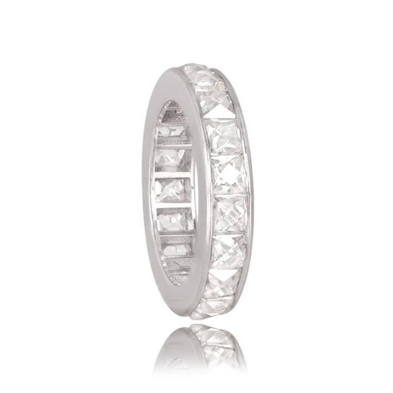 Art Deco 6.09ct French Cut Diamond Band Ring, H Color, Platinum For Sale