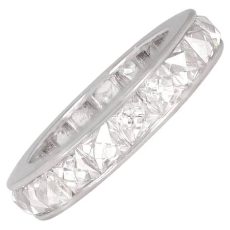 6.09ct French Cut Diamond Band Ring, H Color, Platinum For Sale