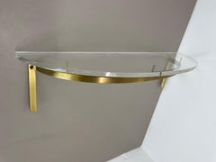 60cm Hollywood Regency Solid Brass and Acryl Glass wall board Unit, Italy 1970s