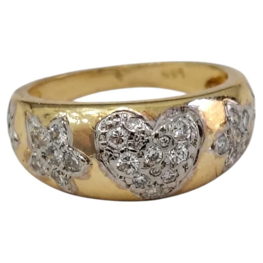 Anello Cuore e Stella con pavé di diamanti da 0,60 carati 14 carati*