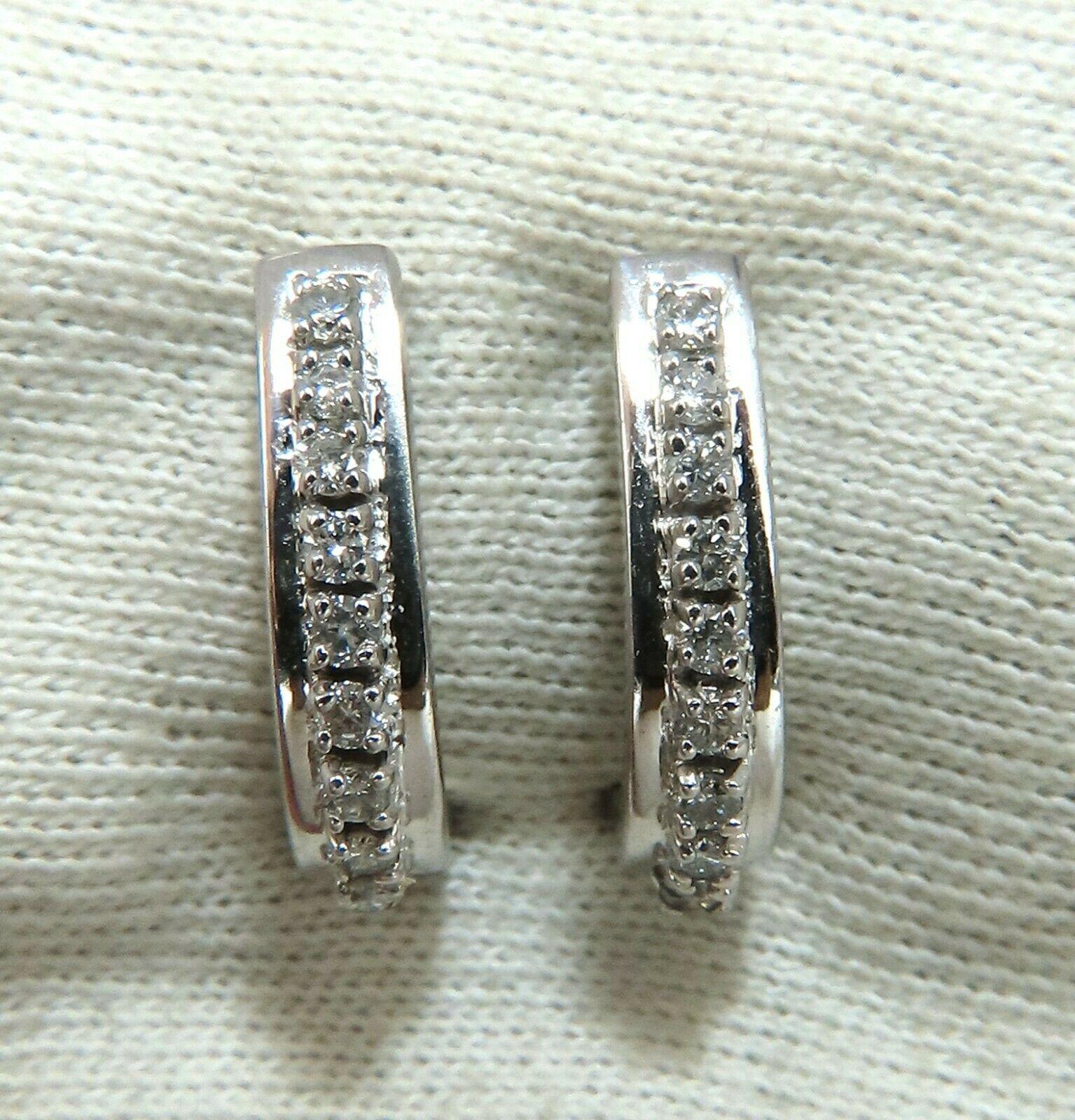 Round Cut .60 Carat Diamonds Semi Hoop Earrings 14 Karat