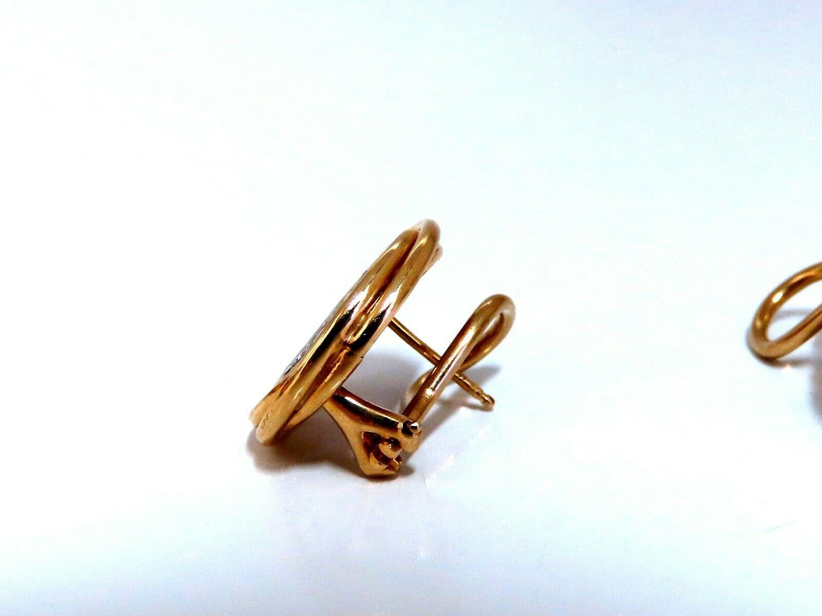 Magnificent Jewels

Diamond Circular Cluster earrings.

.60ct. Natural diamonds

 Rounds, full cut.

G colors

Vs-2 clarity.

14kt. yellow gold.

Comfortable omega pushbacks.

5.2 Grams.

17mm diameter