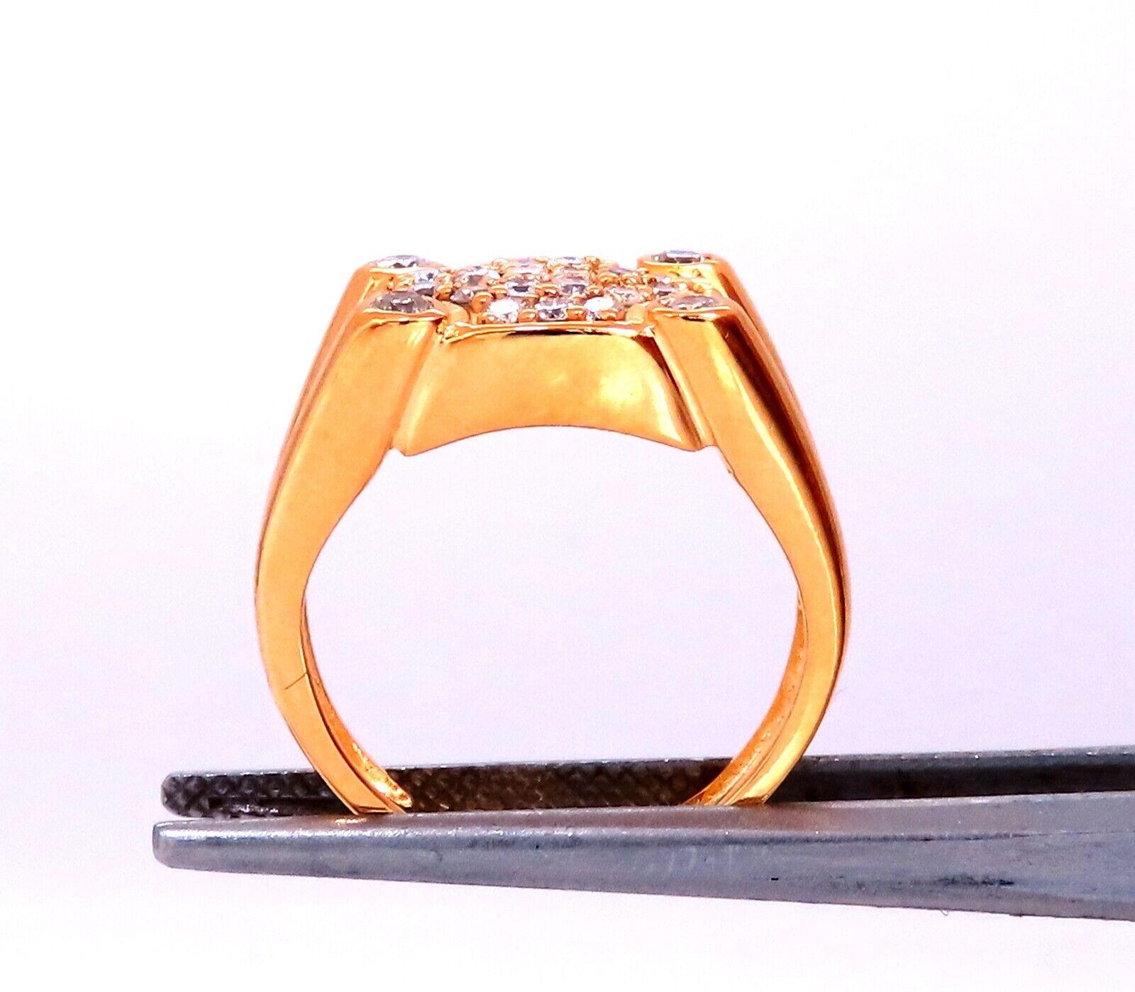 Women's or Men's .60ct Natural Diamonds Rectangular Deck Signet Ring 18kt Gold For Sale