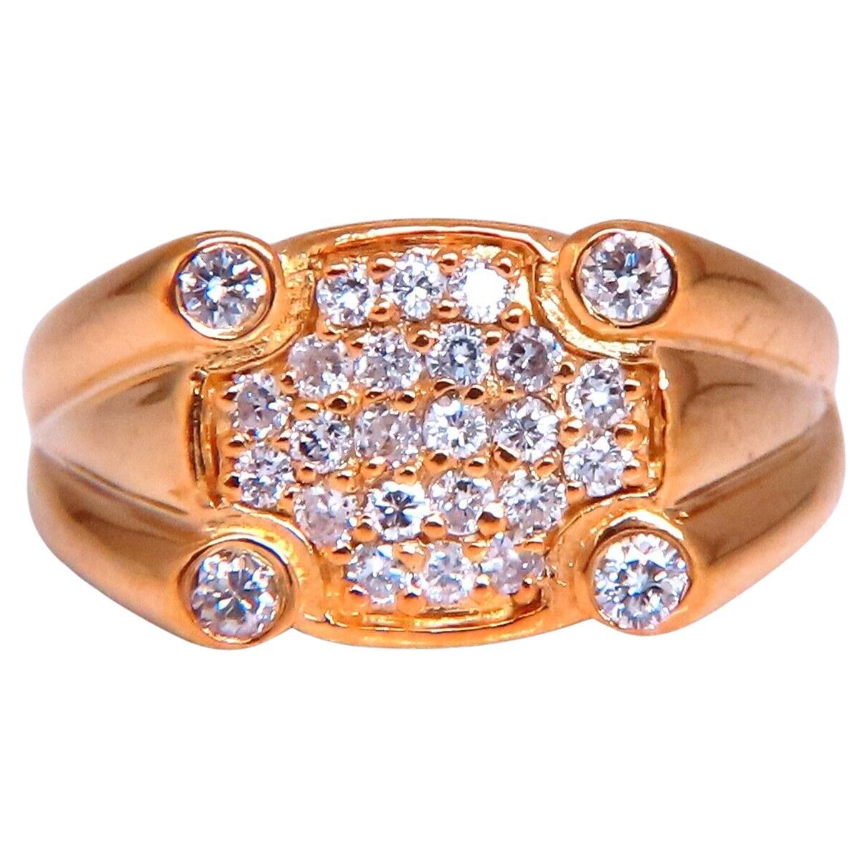 .60ct Natural Diamonds Rectangular Deck Signet Ring 18kt Gold For Sale