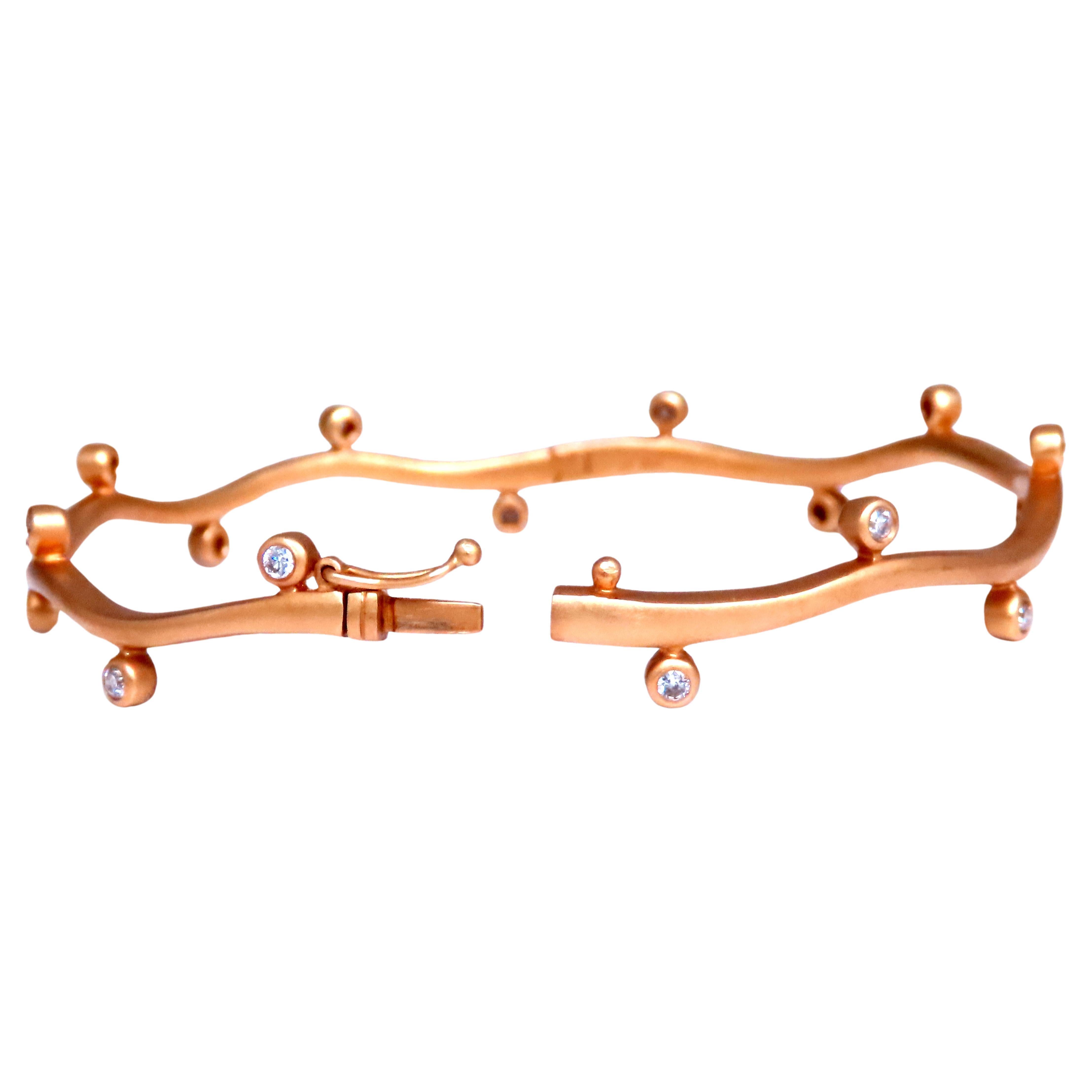 .60ct Natural Diamonds Vine Bangle Bracelet 18kt gold 12465