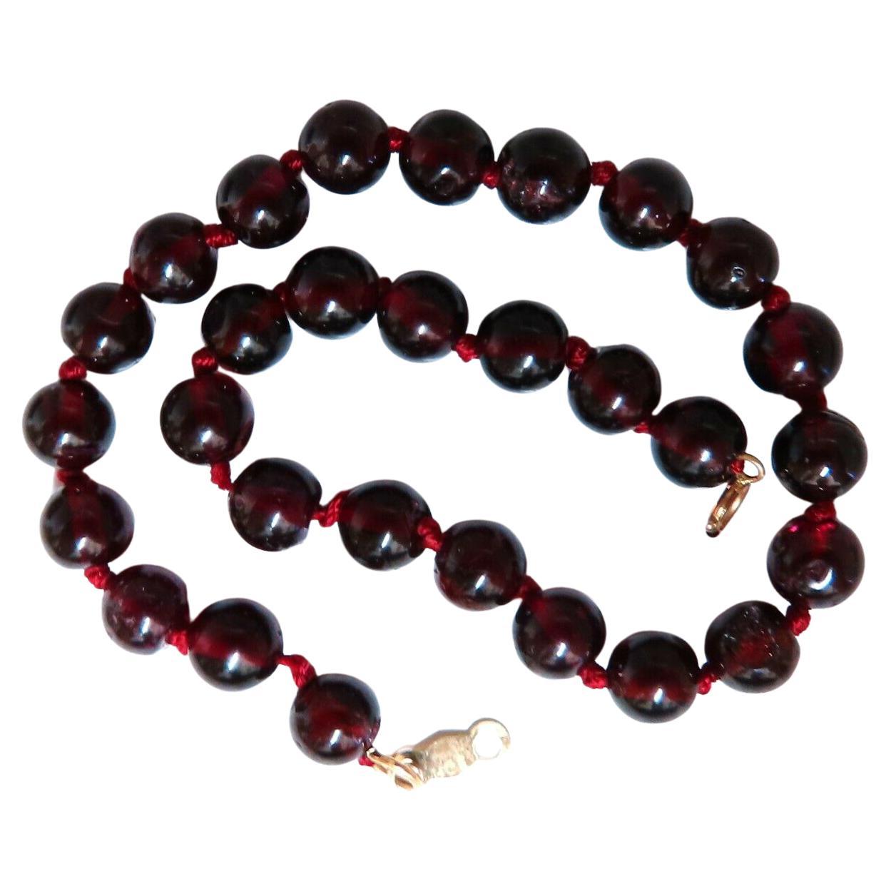 60ct Natural Red Garnet Bead Strong Bracelet 14kt