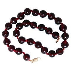 Bracelet fort en perles de grenat rouge naturel de 60 carats 14 carats