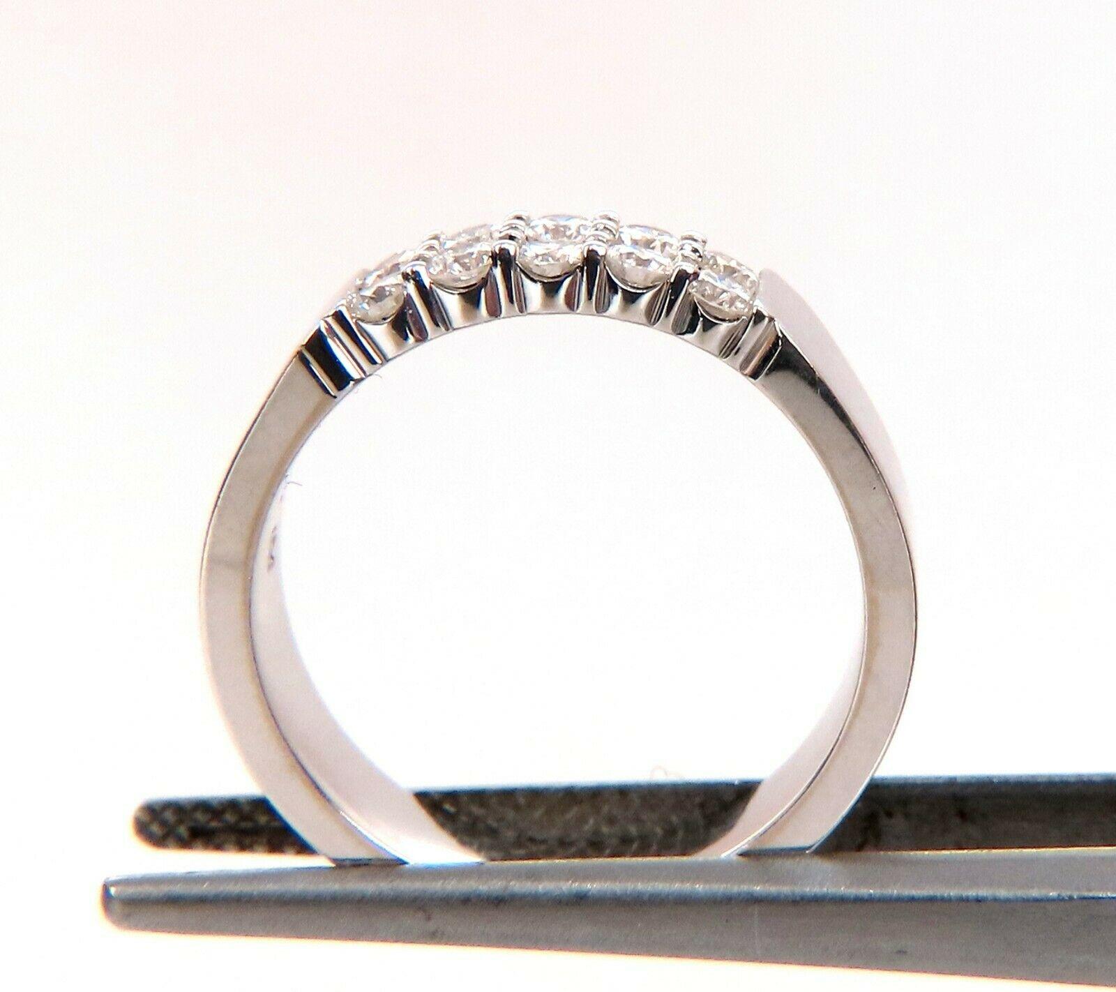 Round Cut .60 Carat Natural Round Diamonds Double Row Common Prong Band 14 Karat For Sale