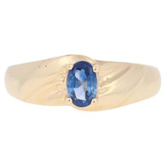 .60ct Oval Cut Sapphire Ring, 14k Yellow Gold Solitaire Bypass