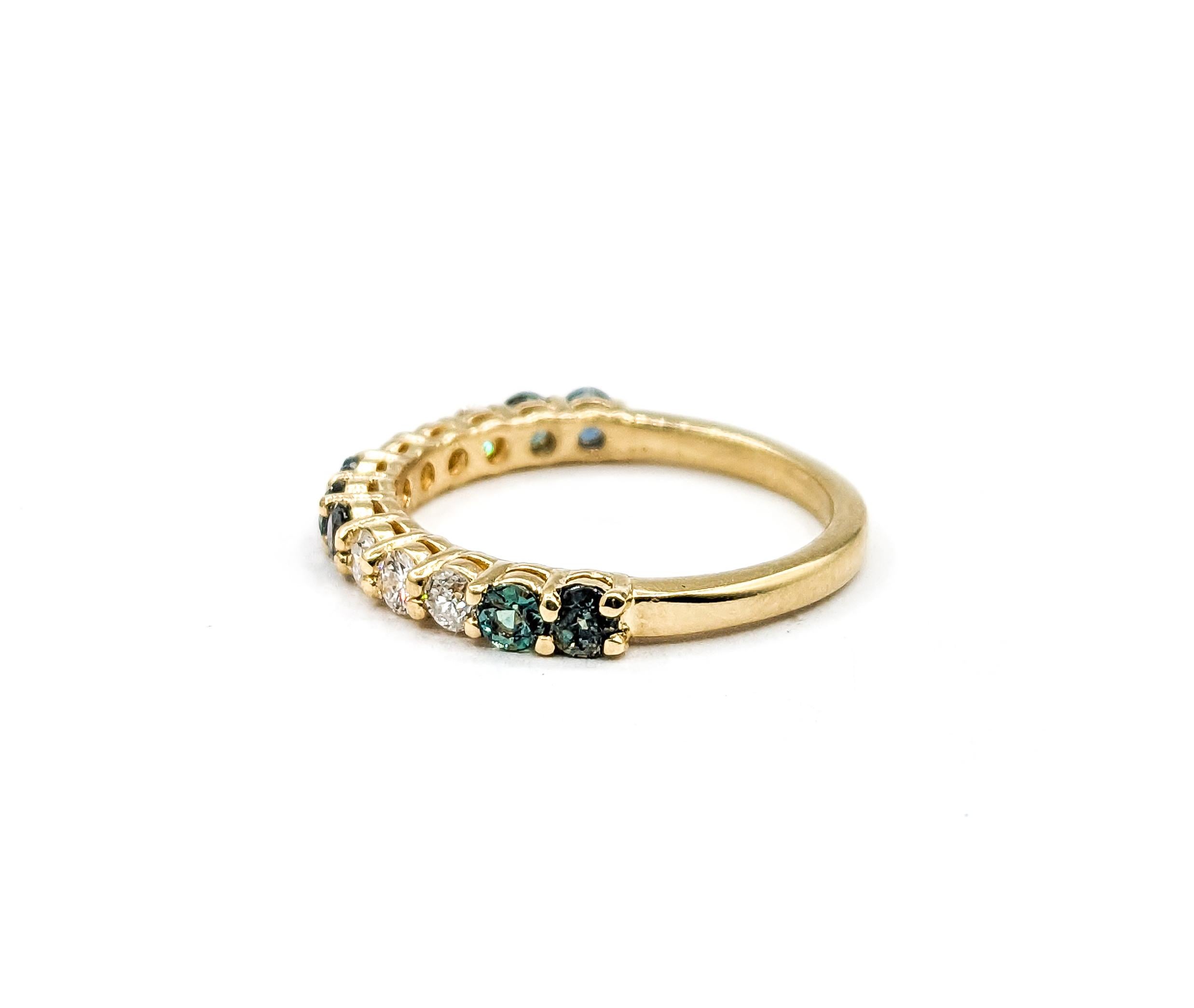 For Sale:  .60ctw Natural Alexandrite & Diamond Ring In Yellow Gold  7