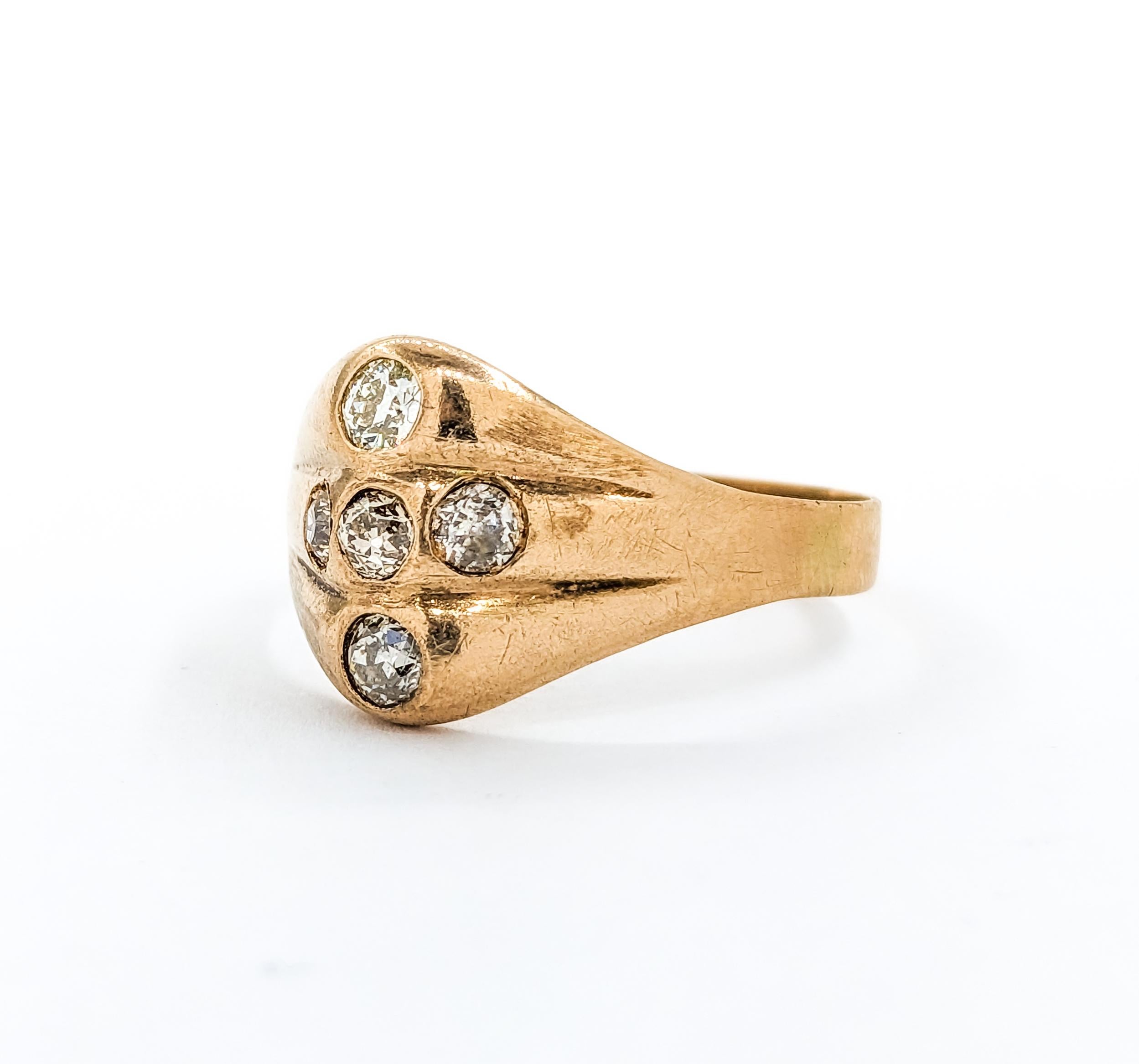 .60ctw Old Mine Diamond Ring In Yellow Gold For Sale 4