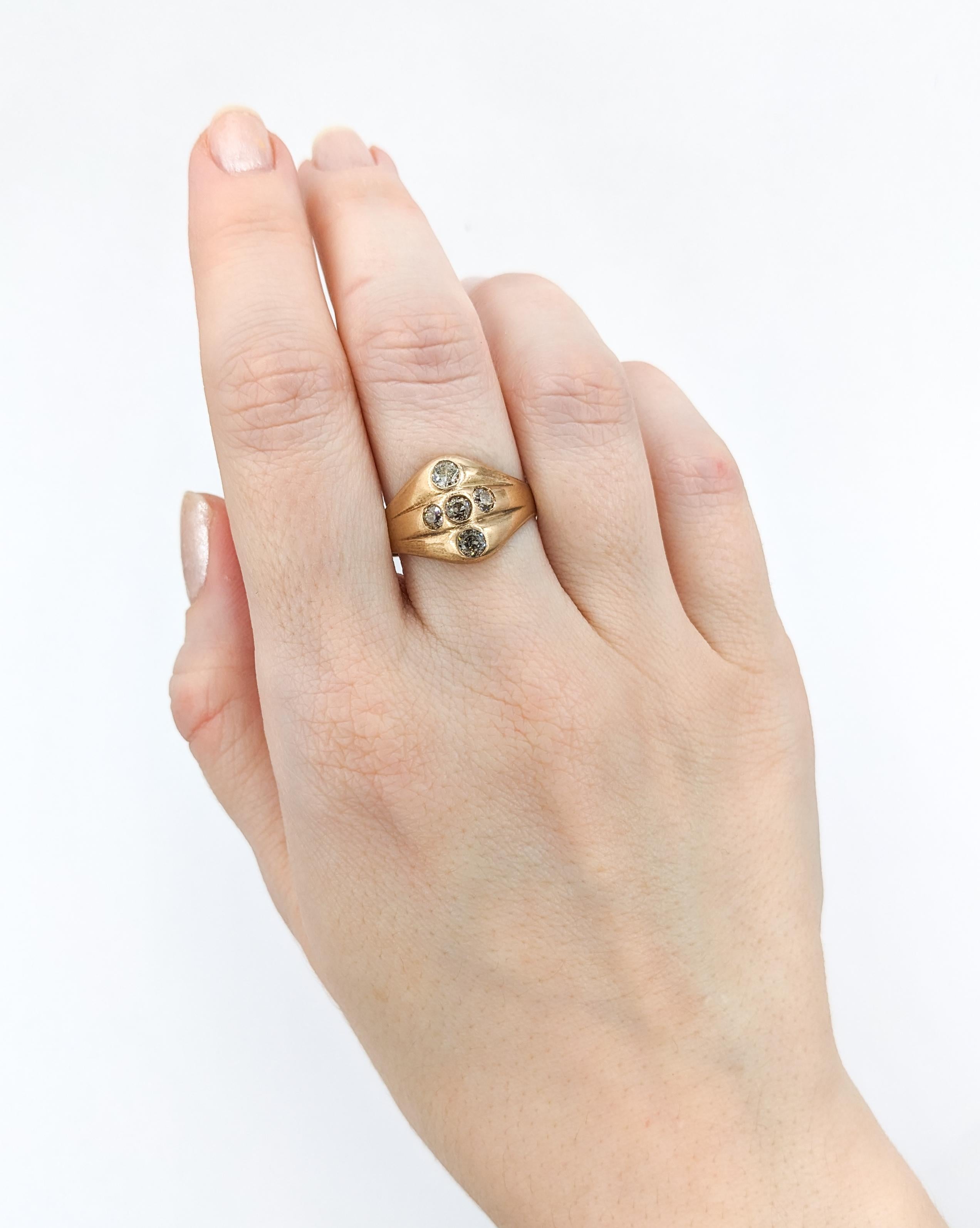 Modern .60ctw Old Mine Diamond Ring In Yellow Gold For Sale