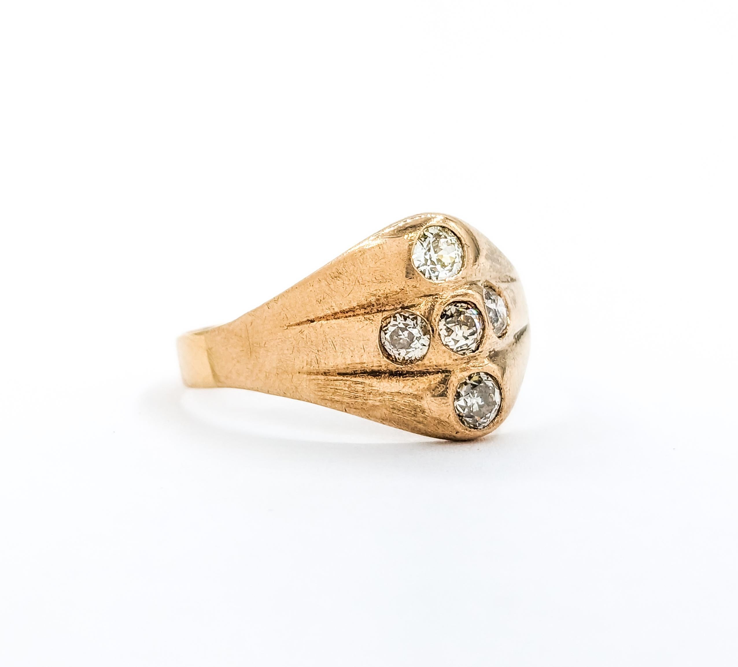 Women's .60ctw Old Mine Diamond Ring In Yellow Gold For Sale