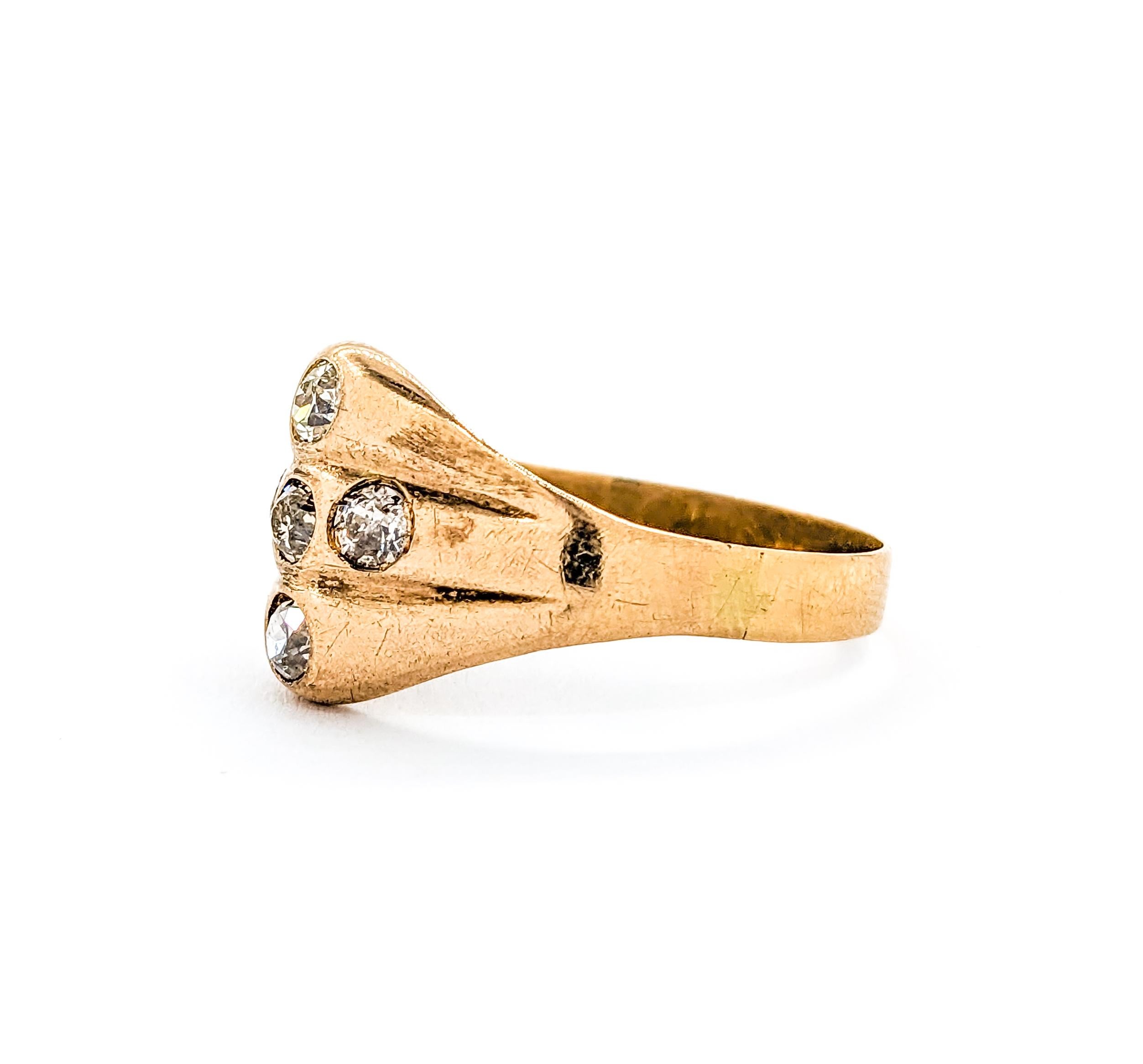 .60ctw Old Mine Diamond Ring In Yellow Gold For Sale 3