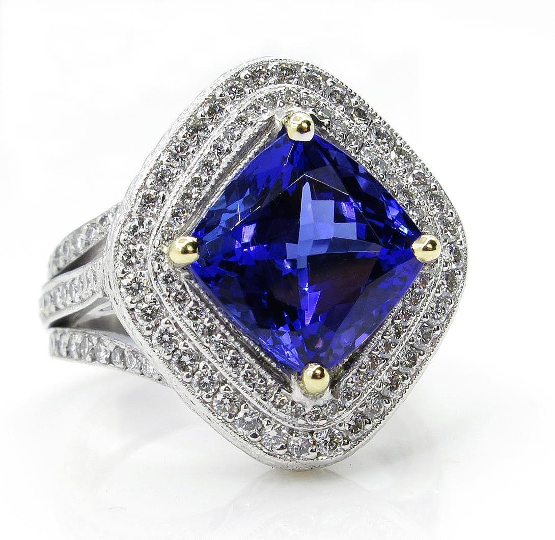 This is ring is just breathtaking. SUPER Fine Tanzanite is one of the most beautiful gemstone in the treasure of Mother Nature.
A RARE opportunity to own a nice Tanzanite ring with true substance! The total weight of the Gems- is just shy 6.00ct