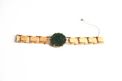 1960s 14 Karat Gold and Jade Bracelet