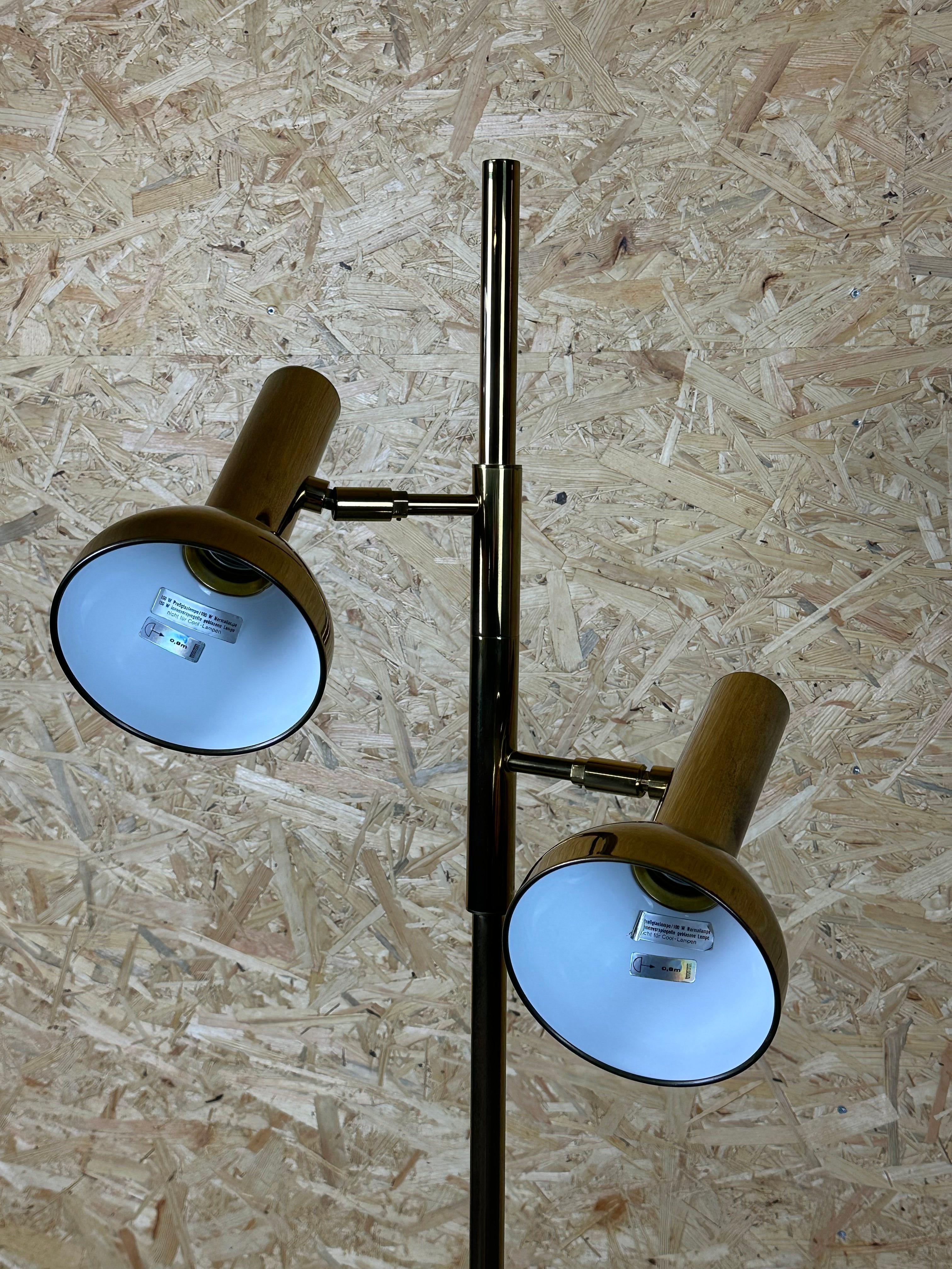 Metallo Lampada da terra regolabile a 2 lampadine anni '60-'70 di Cosack Leuchten Germania in vendita