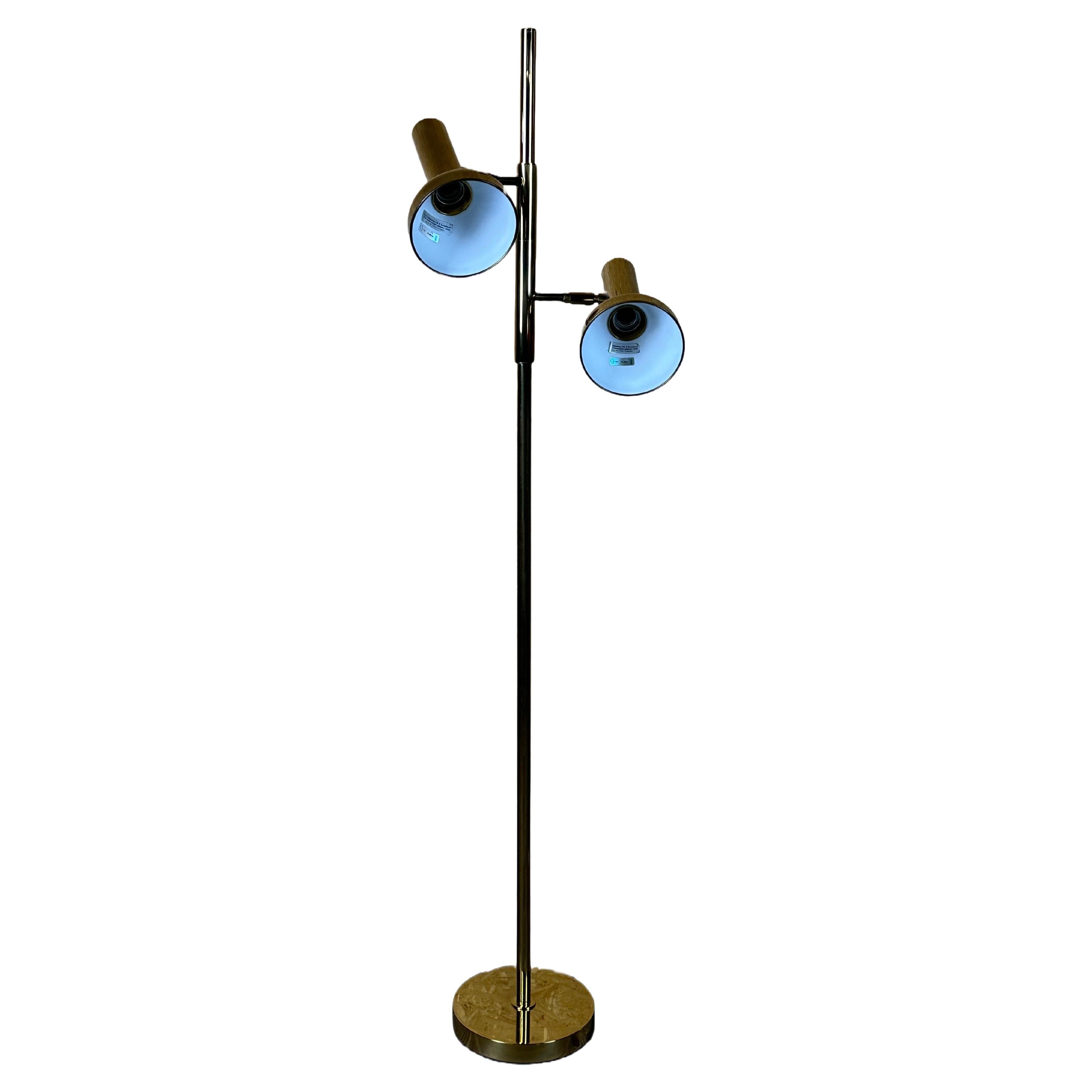 Lampada da terra regolabile a 2 lampadine anni '60-'70 di Cosack Leuchten Germania