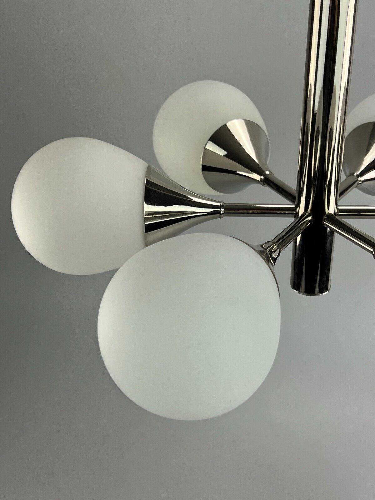 Late 20th Century 1960s 1970s 6-Flame Sputnik Chandelier Kaiser Leuchten Opal Glass Design For Sale