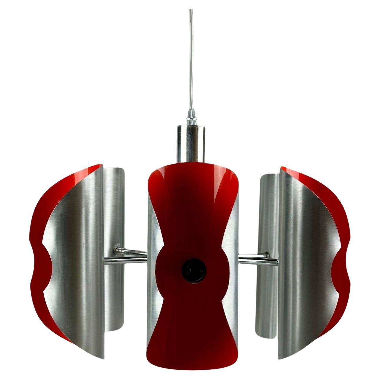 60s 70s 6-flame Sputnik chandelier metal chrome space age design For Sale