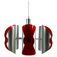 60s 70s 6-flame Sputnik chandelier metal chrome space age design